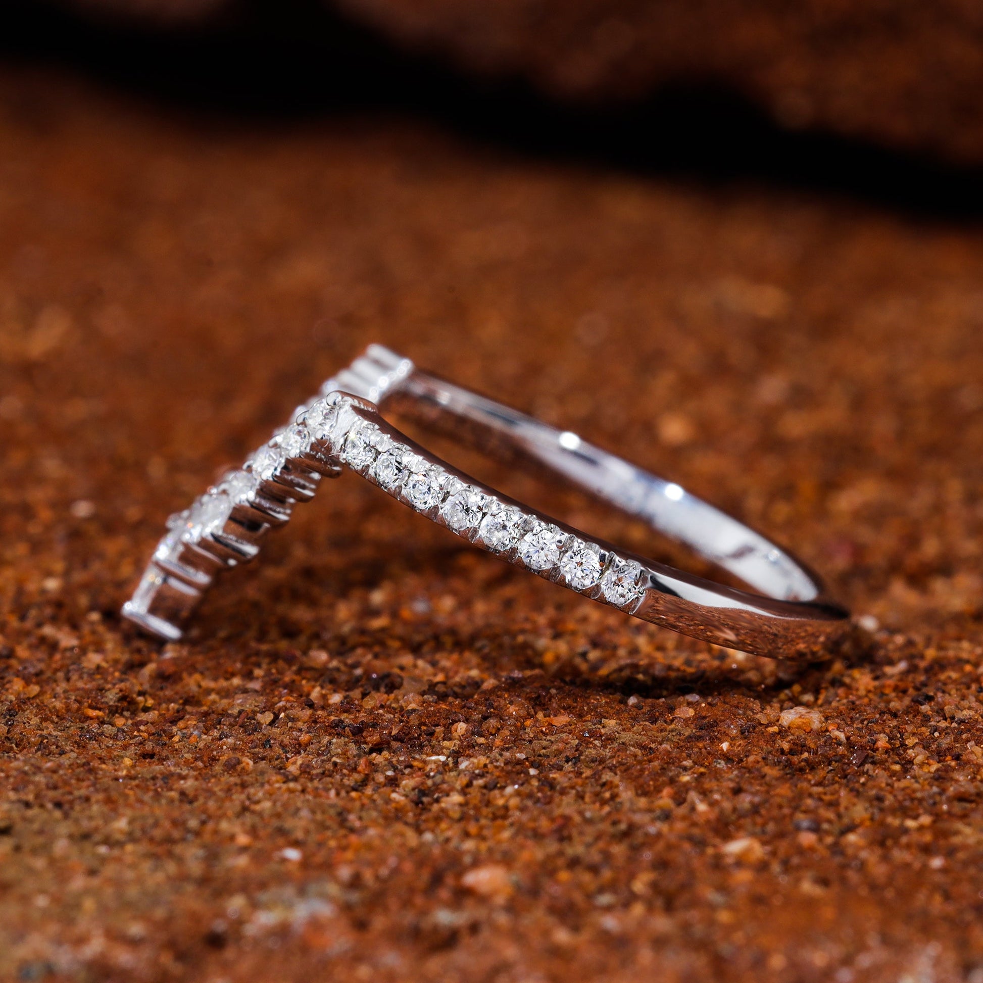 Moissanite Set Curved Matching Wedding Band