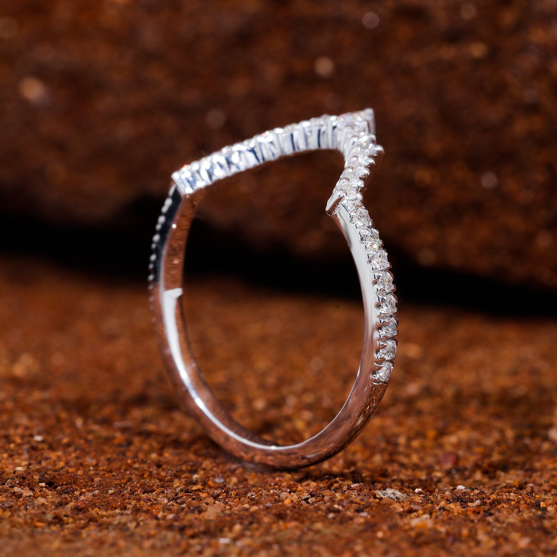 Moissanite Set Curved Matching Wedding Band