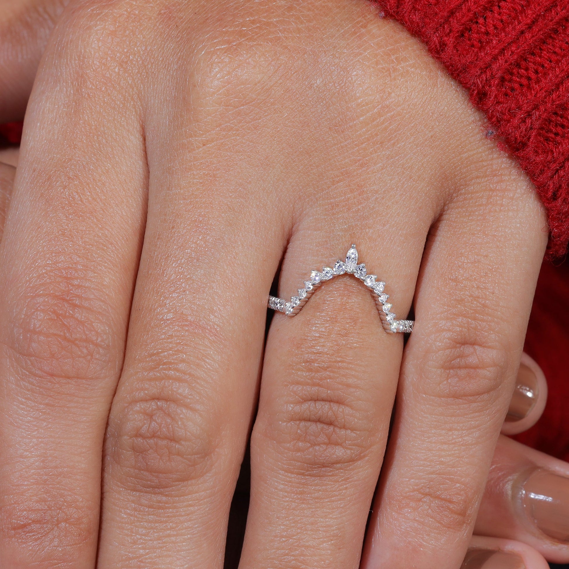 Moissanite Set Curved Matching Wedding Band