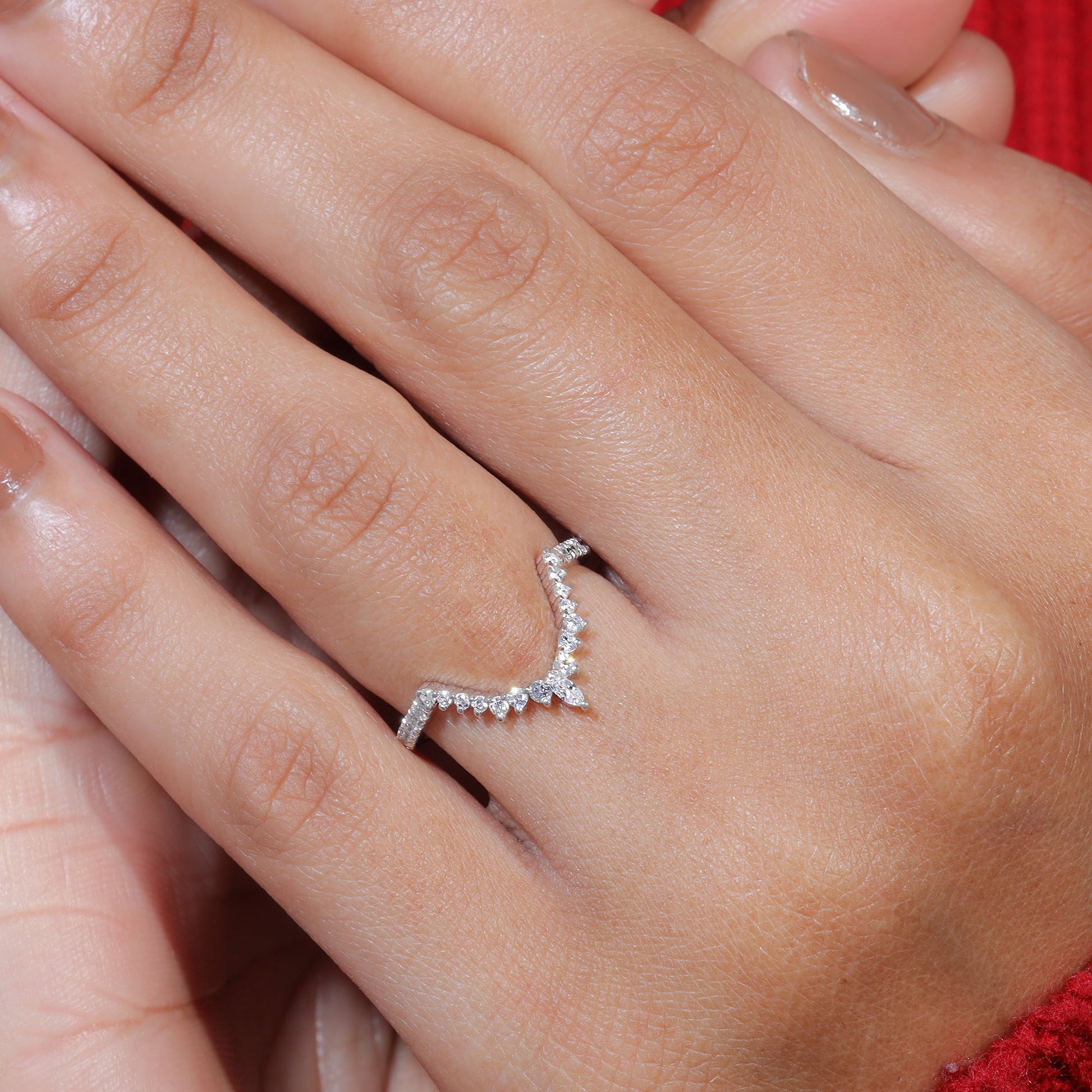 Moissanite Set Curved Matching Wedding Band
