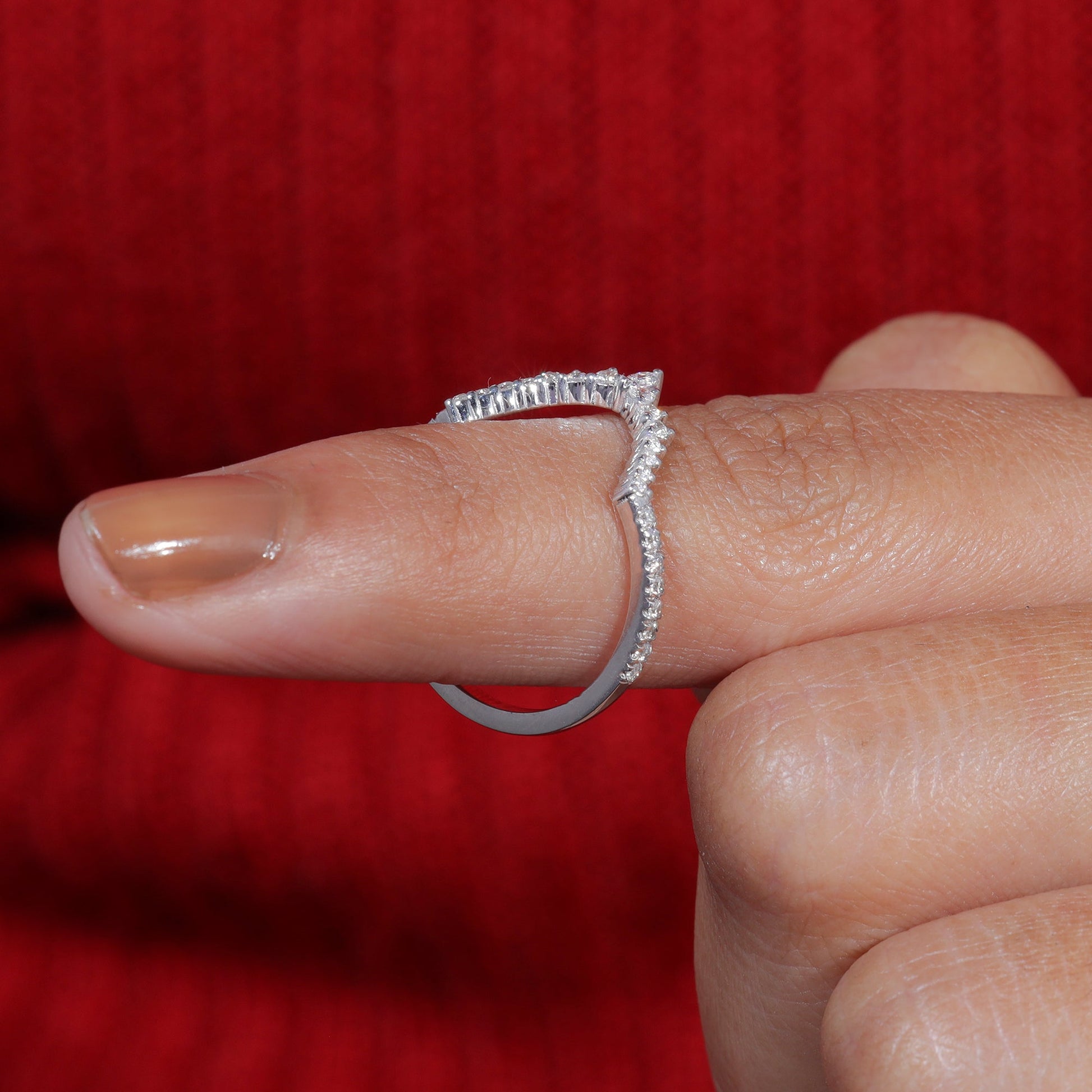 Moissanite Set Curved Matching Wedding Band