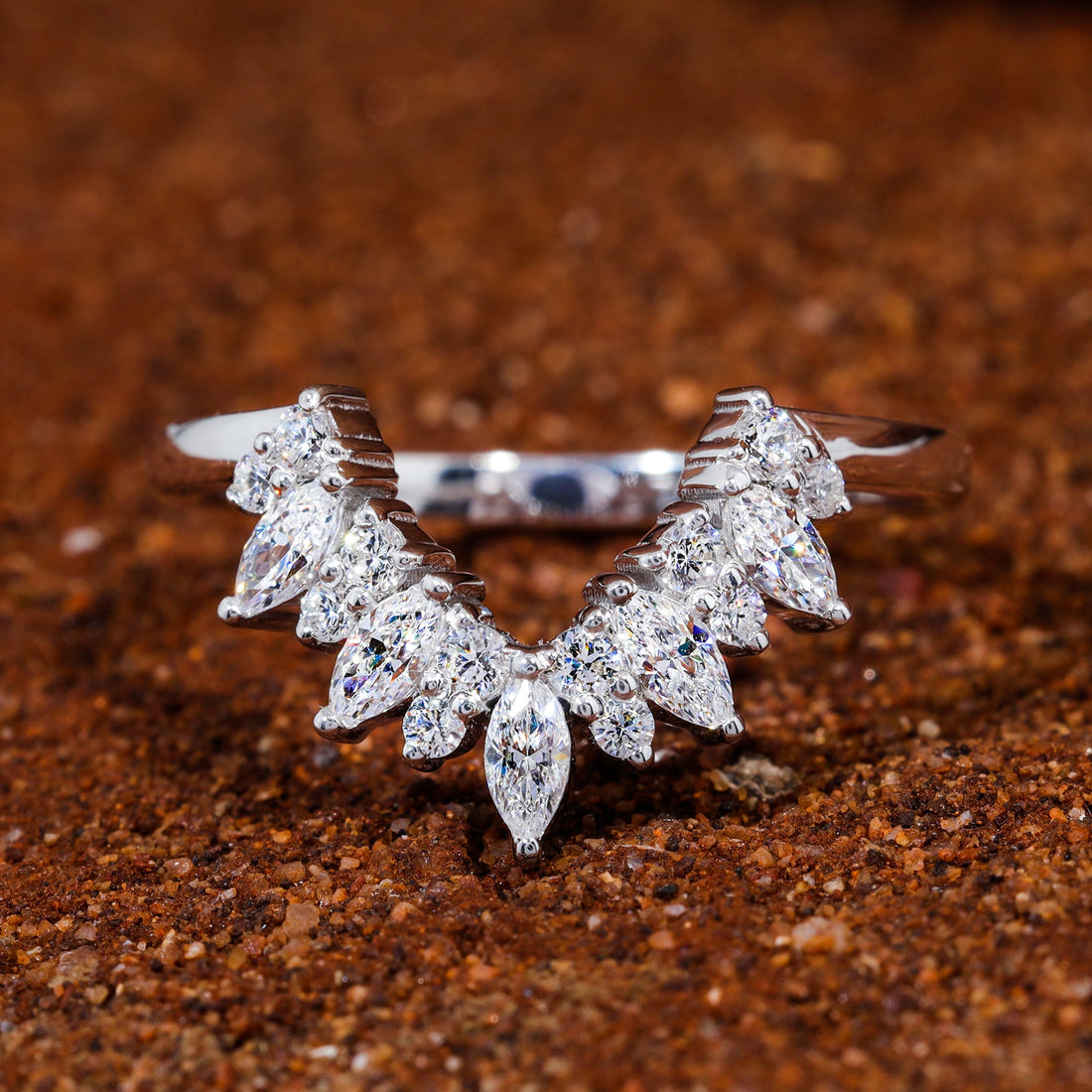 Marquise & Round Cut Moissanite Vintage Stackable Band