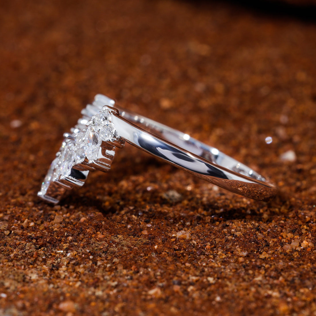 Marquise & Round Cut Moissanite Vintage Stackable Band