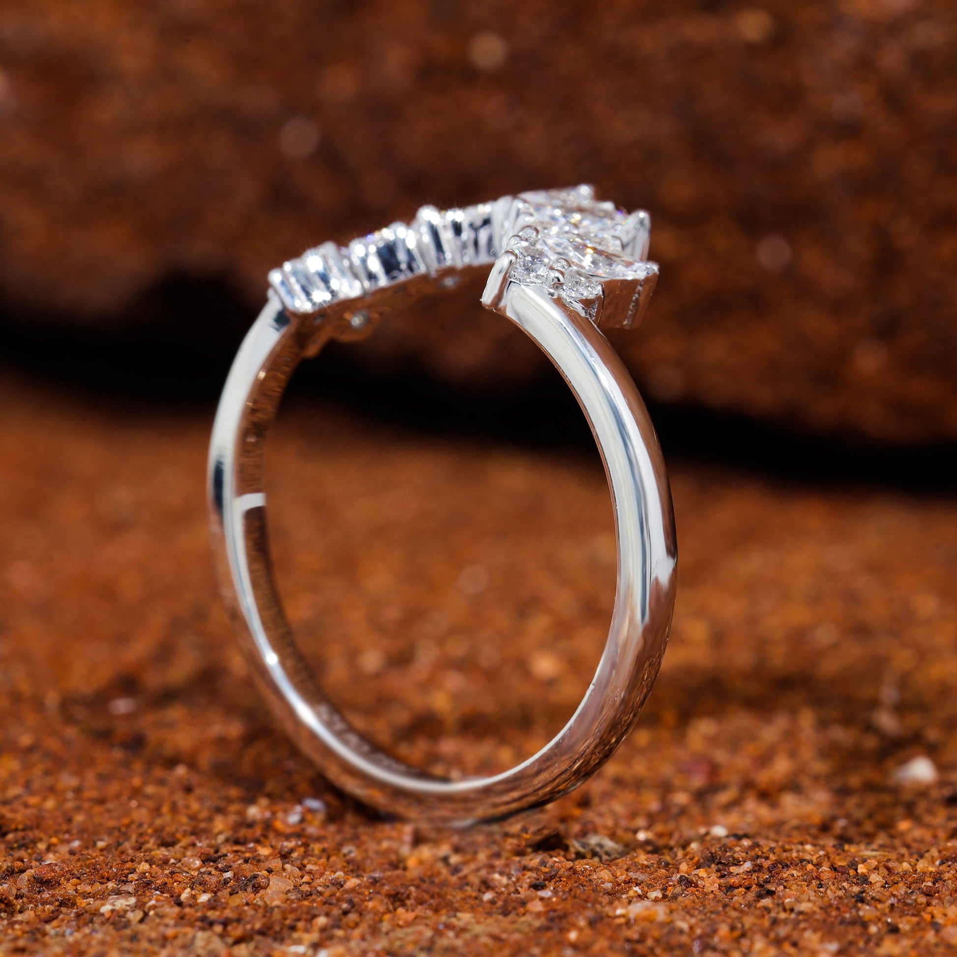 Marquise & Round Cut Moissanite Vintage Stackable Band