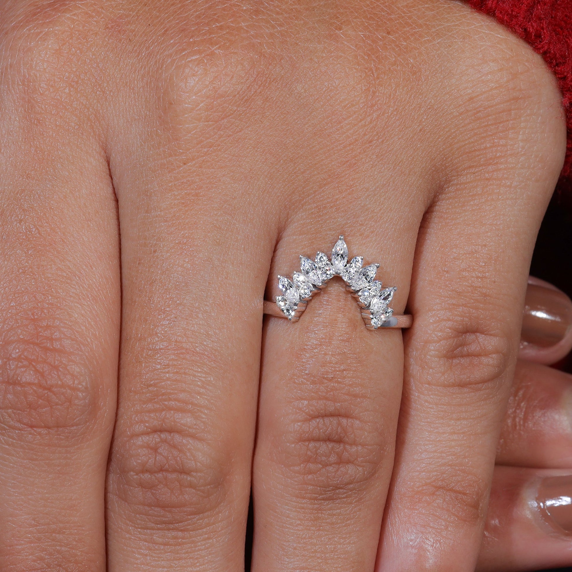 Marquise & Round Cut Moissanite Vintage Stackable Band