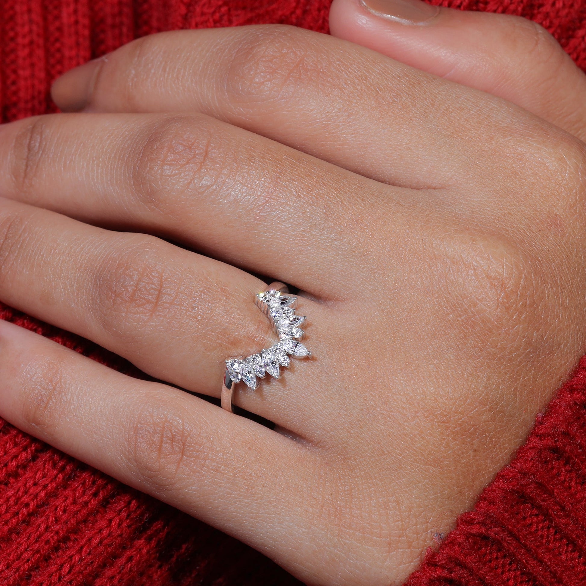 Marquise & Round Cut Moissanite Vintage Stackable Band