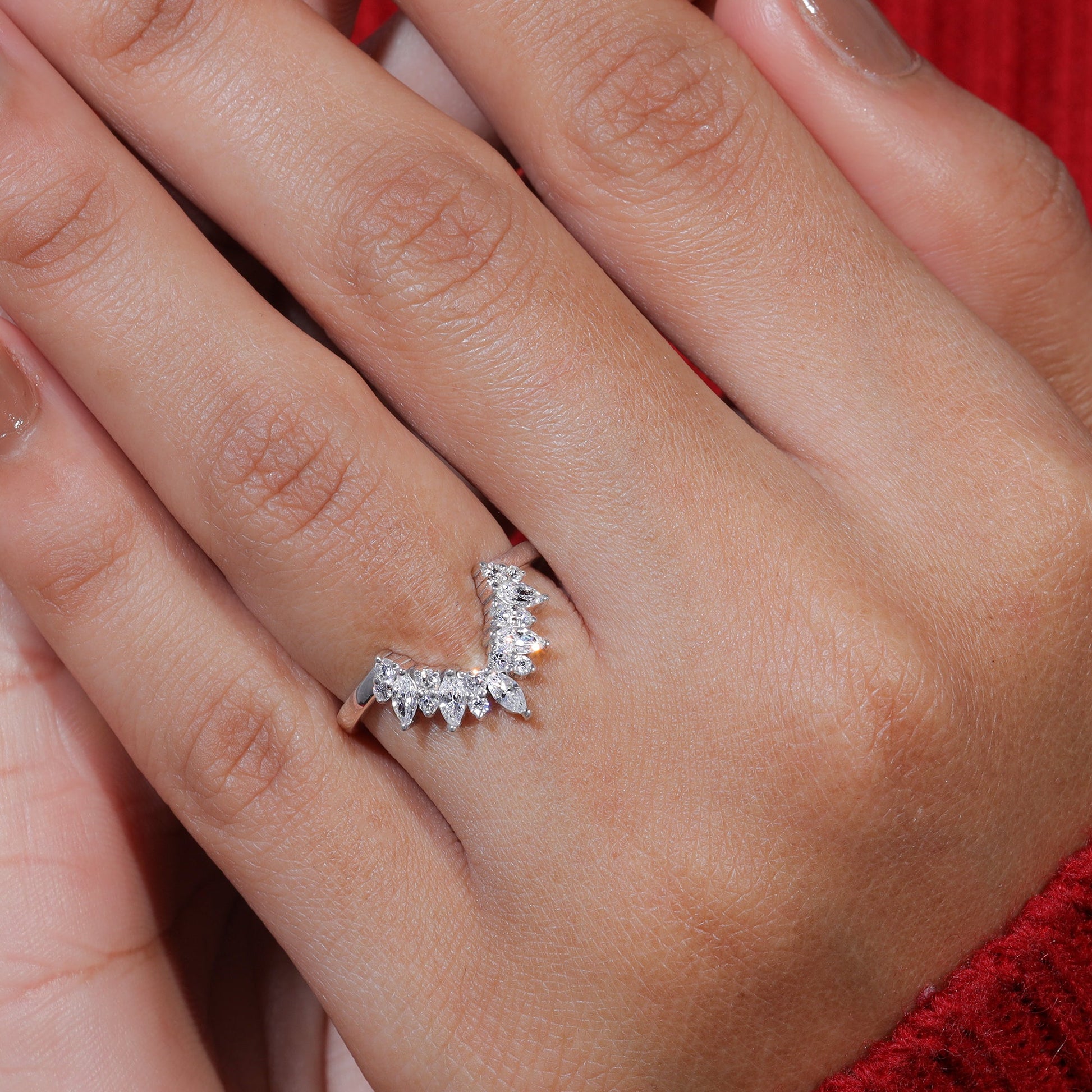 Marquise & Round Cut Moissanite Vintage Stackable Band