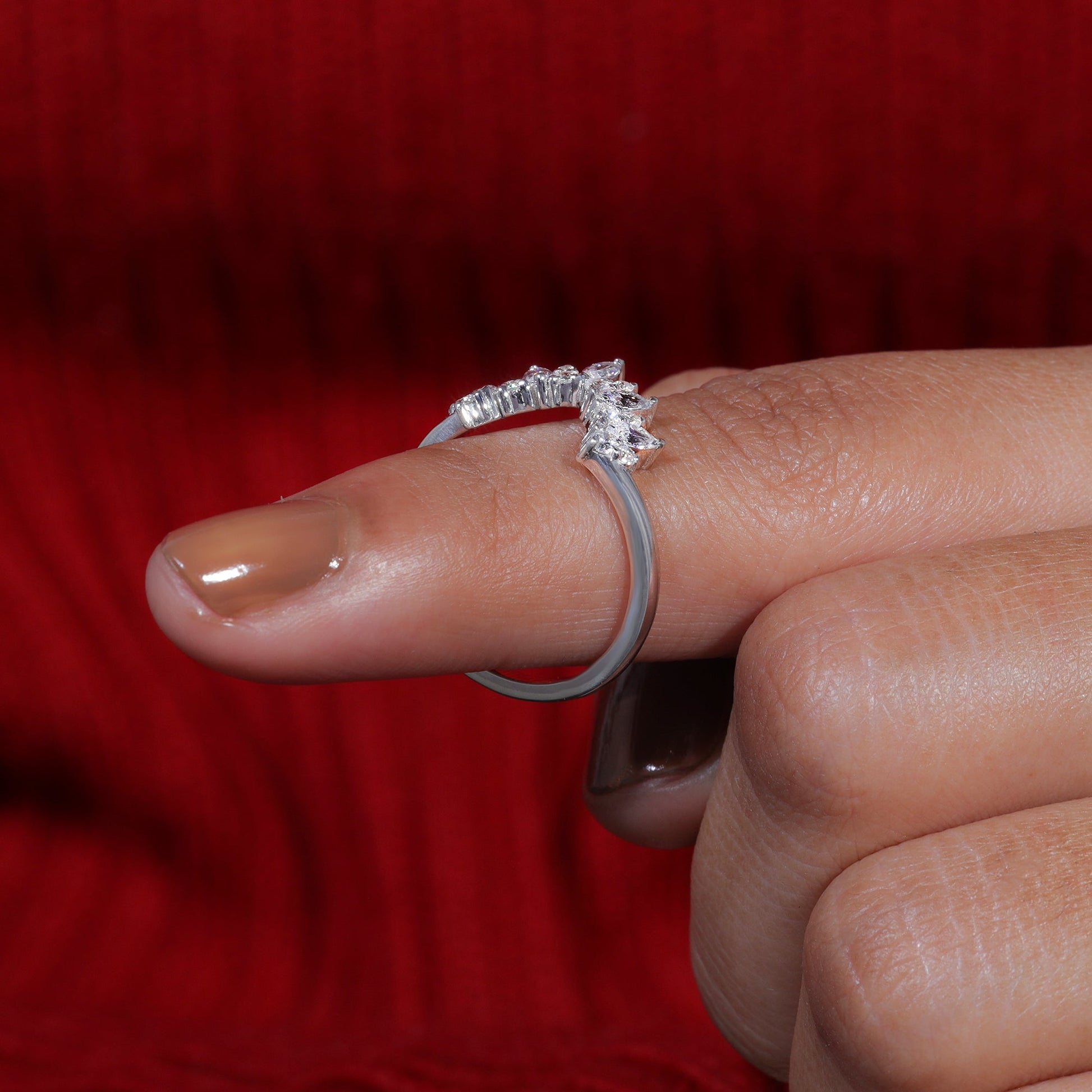 Marquise & Round Cut Moissanite Vintage Stackable Band