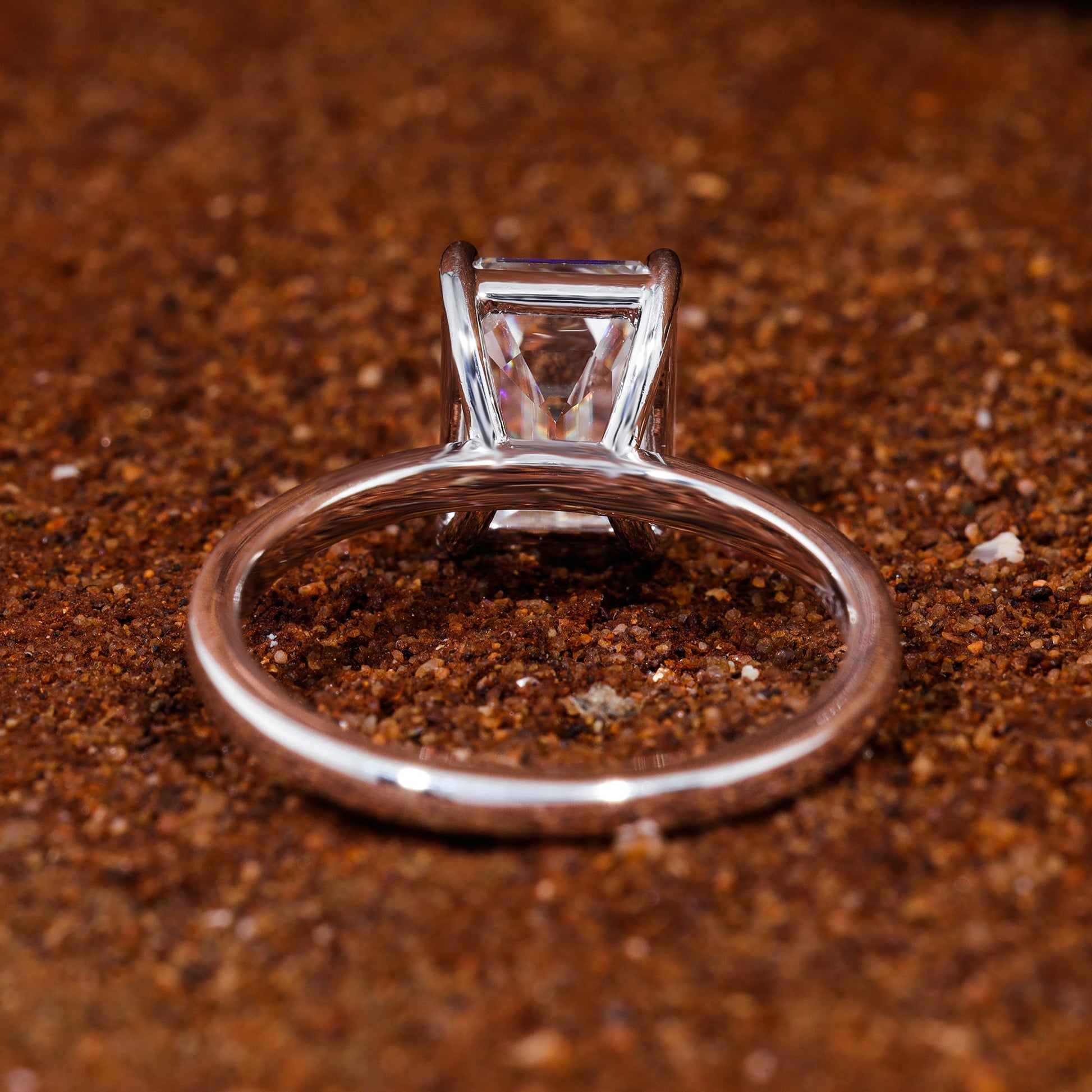 Emerald Cut Moissanite Minimalist Engagement Ring