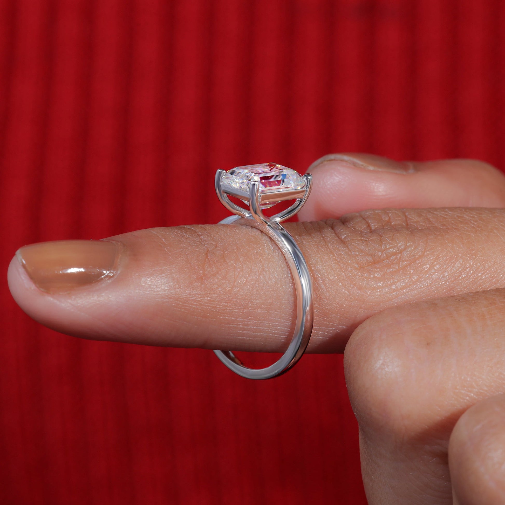 Emerald Cut Moissanite Minimalist Engagement Ring