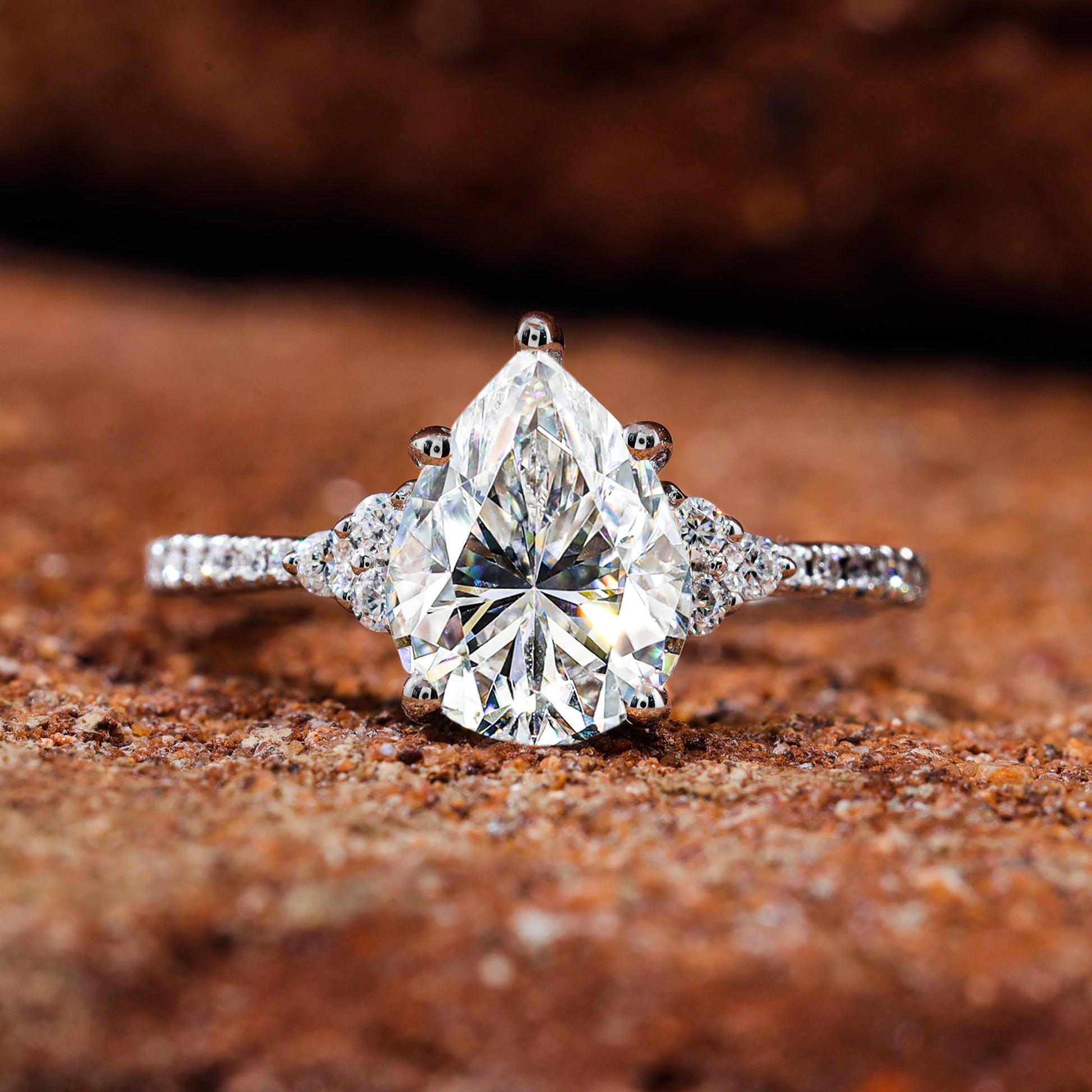 Pear Cut Moissanite Dainty Engagement Ring