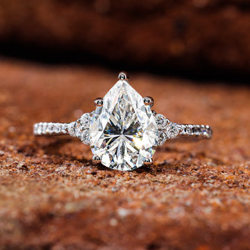Pear Cut Moissanite Dainty Engagement Ring