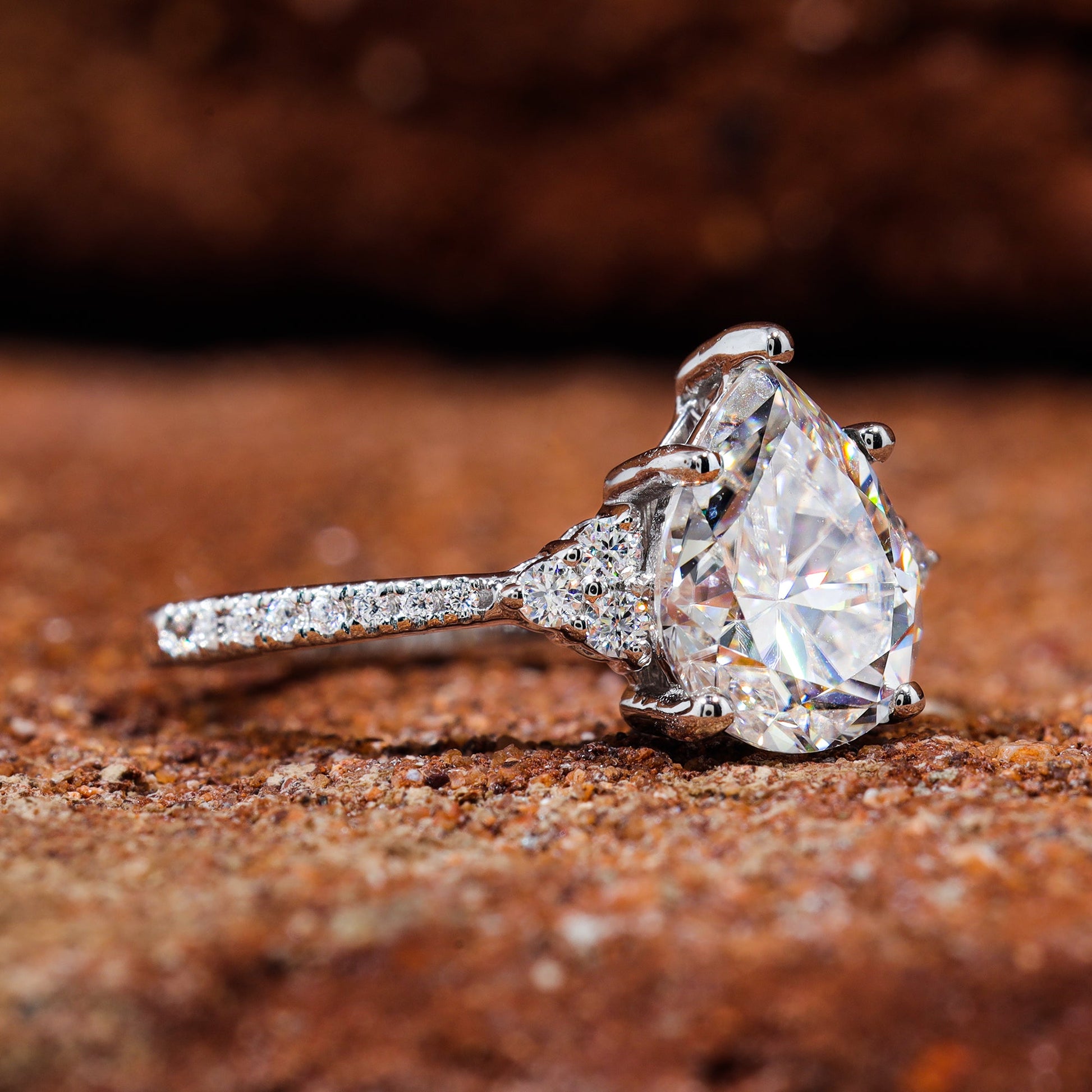 Pear Cut Moissanite Dainty Engagement Ring