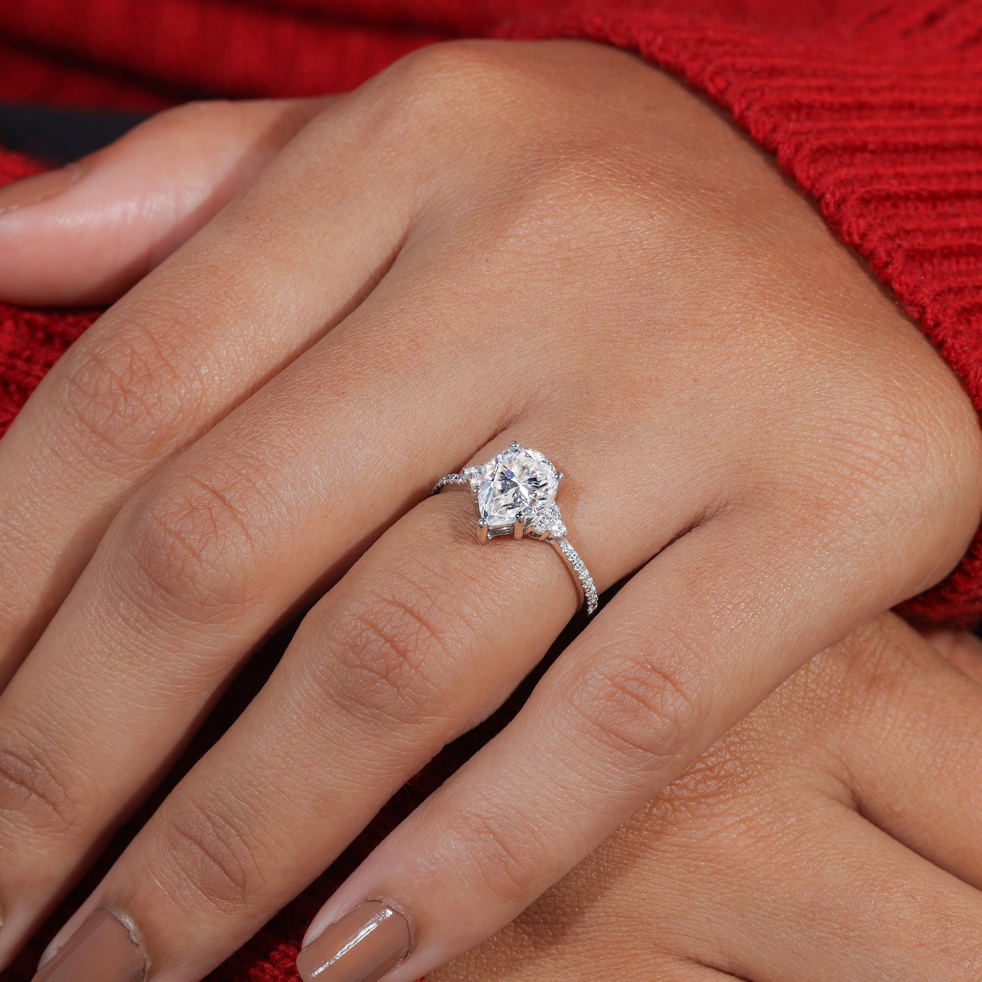 Pear Cut Moissanite Dainty Engagement Ring
