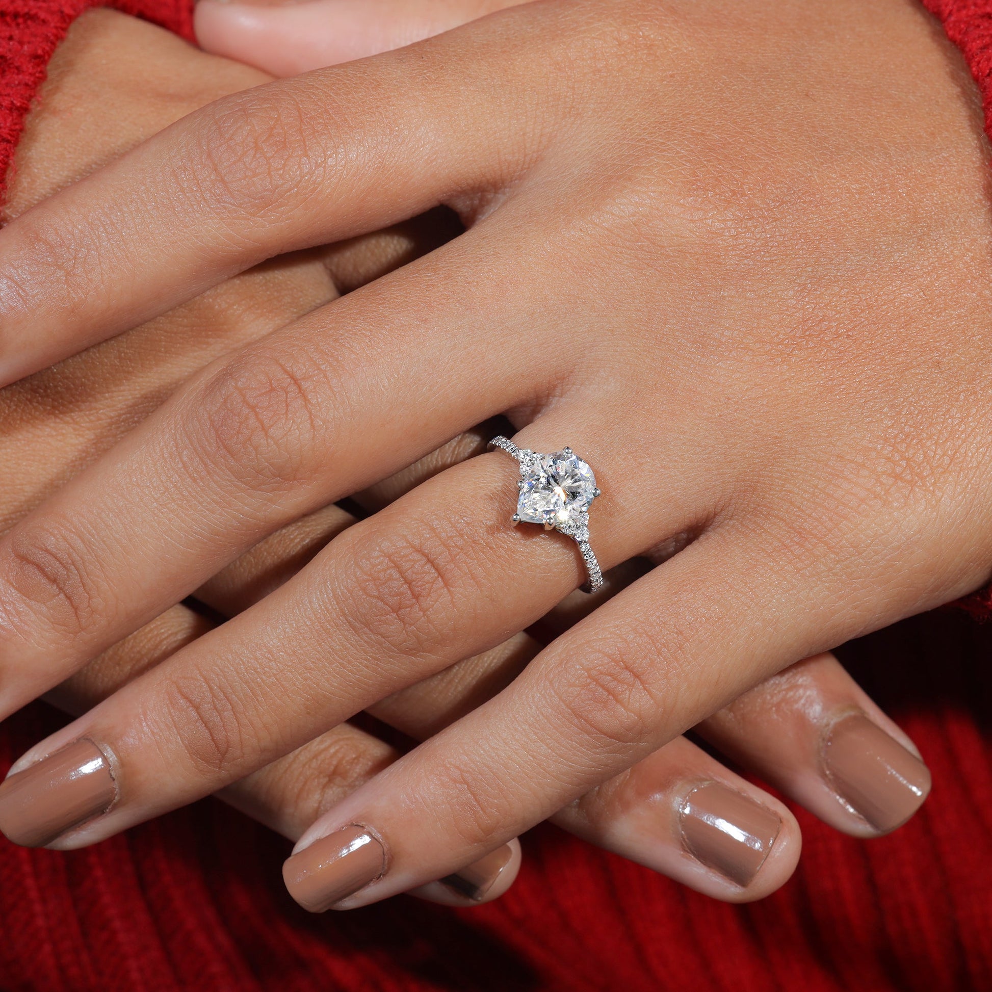 Pear Cut Moissanite Dainty Engagement Ring