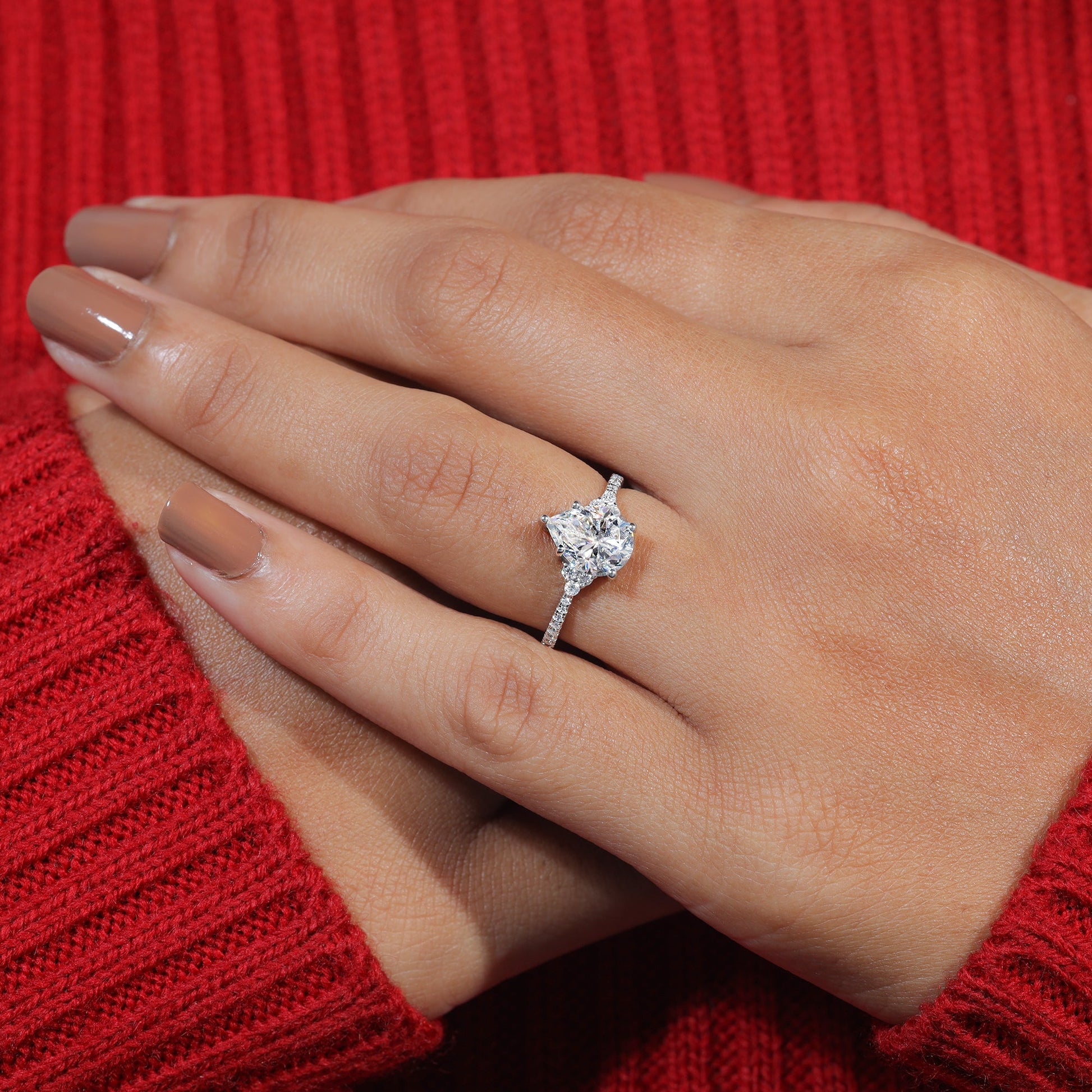 Pear Cut Moissanite Dainty Engagement Ring