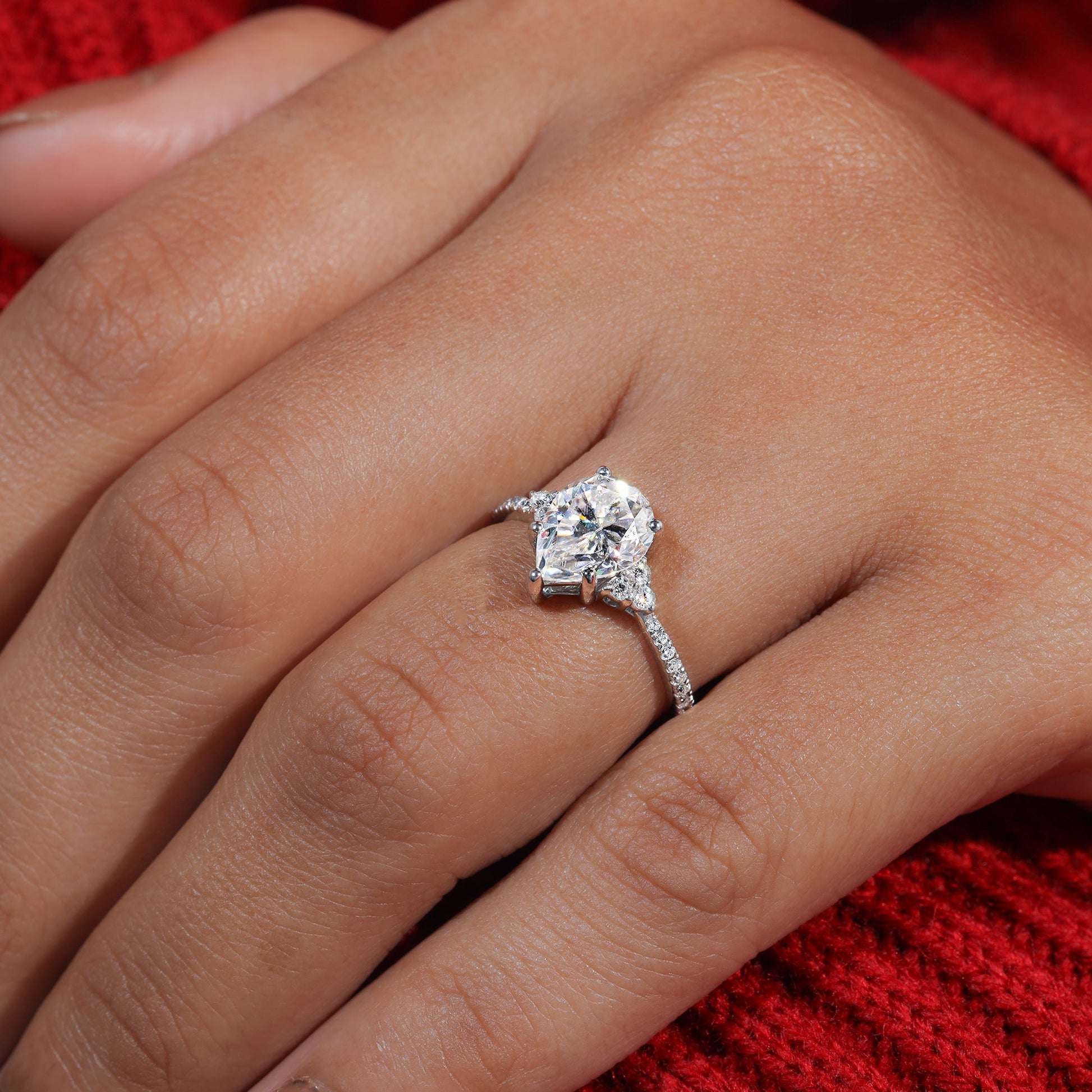 Pear Cut Moissanite Dainty Engagement Ring