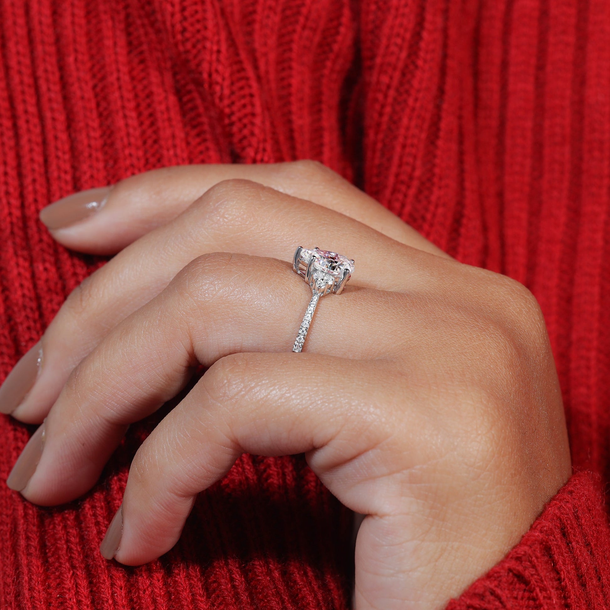 Pear Cut Moissanite Dainty Engagement Ring