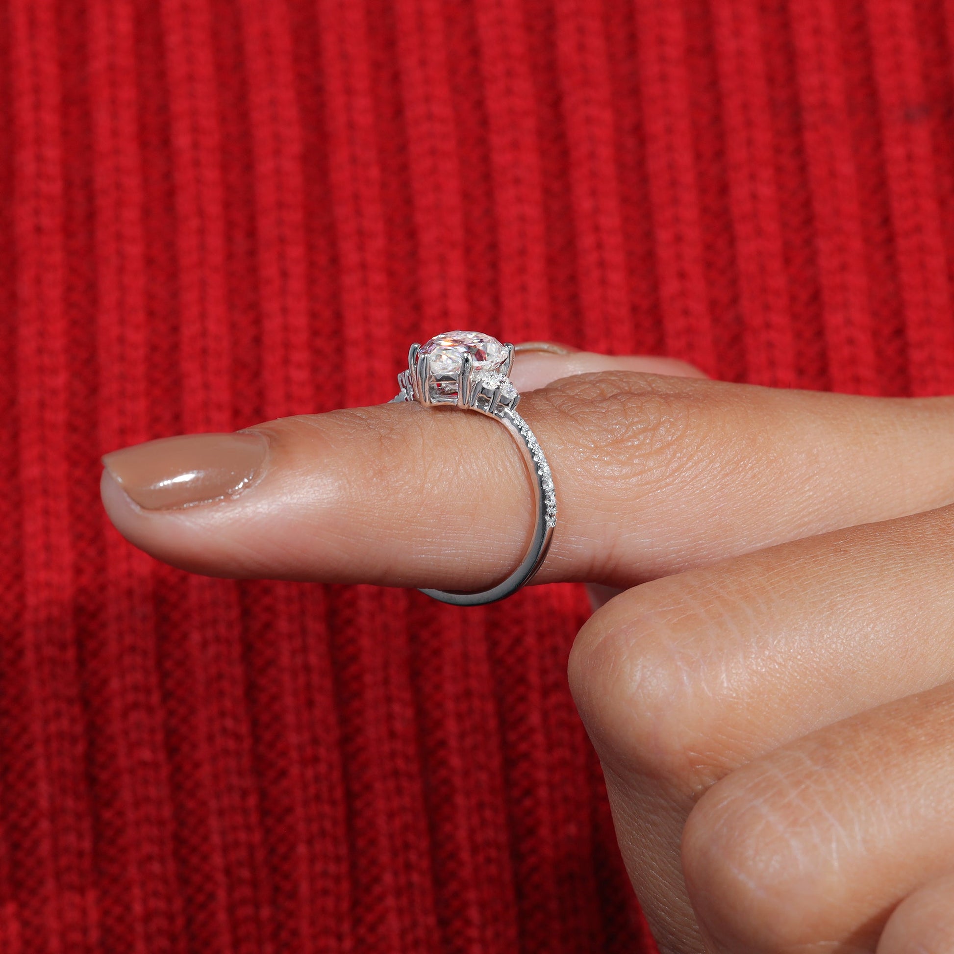 Pear Cut Moissanite Dainty Engagement Ring