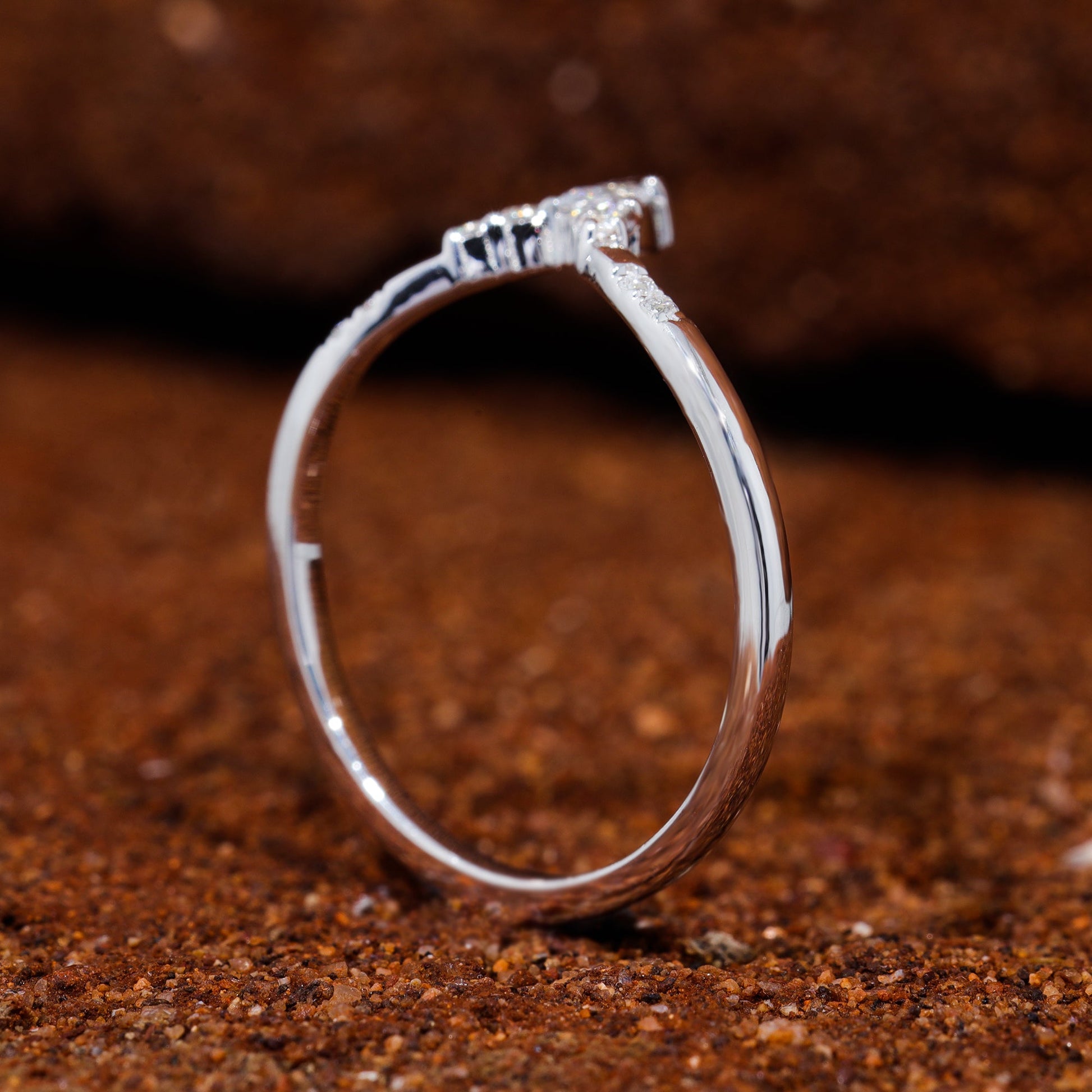 Marquise & Round Moissanite Set Tiara Shape Unique Wedding Band