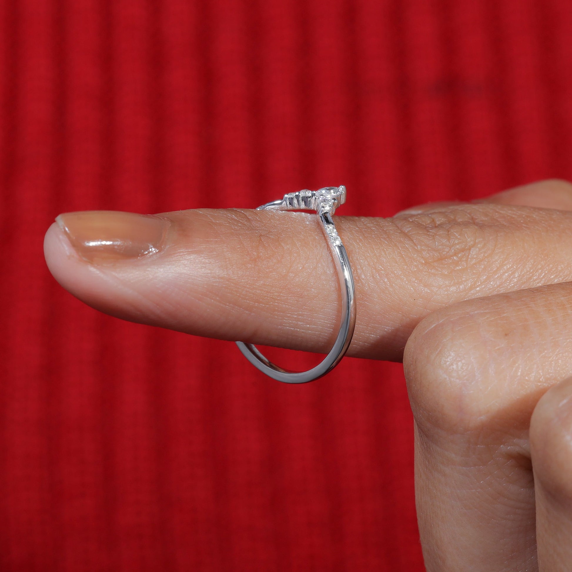 Marquise & Round Moissanite Set Tiara Shape Unique Wedding Band
