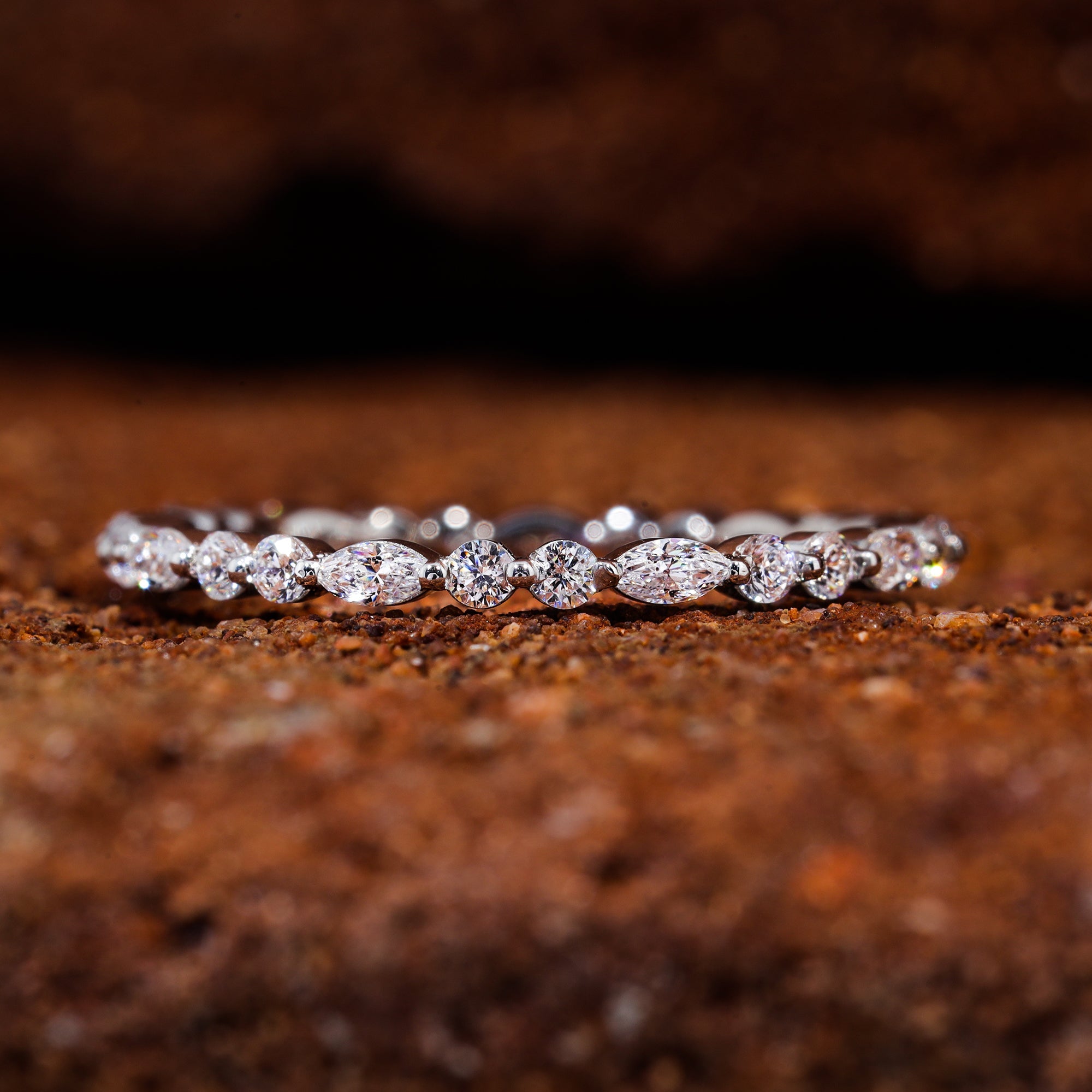 Marquise Round Moissanite Wedding Band