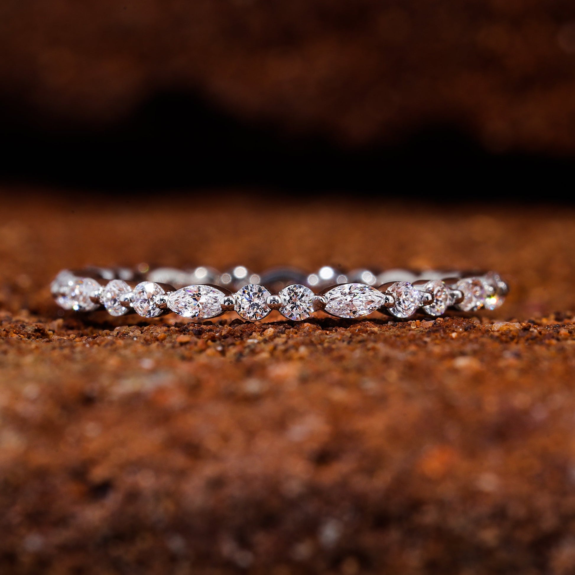 Marquise Round Moissanite Wedding Band