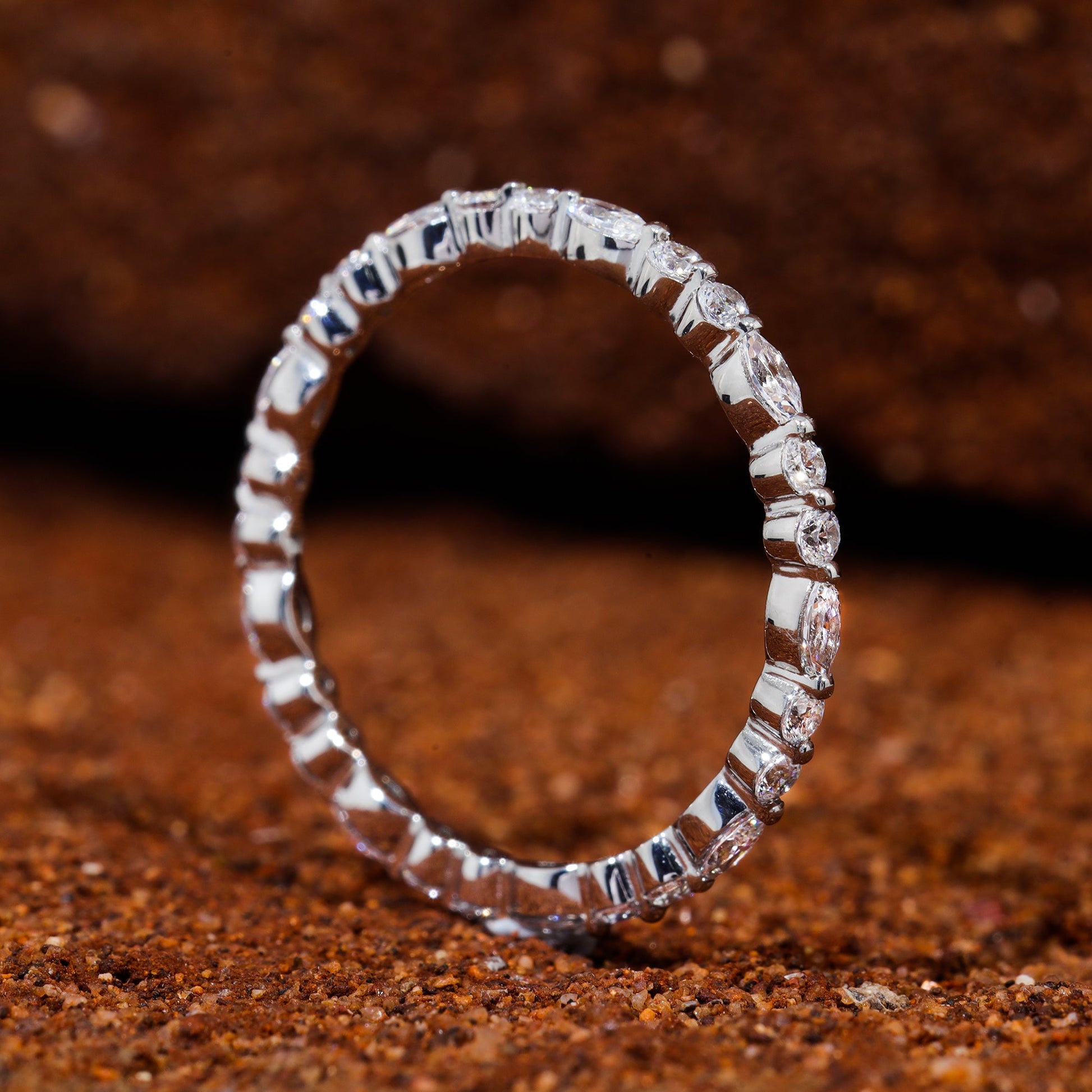 Marquise Round Moissanite Wedding Band