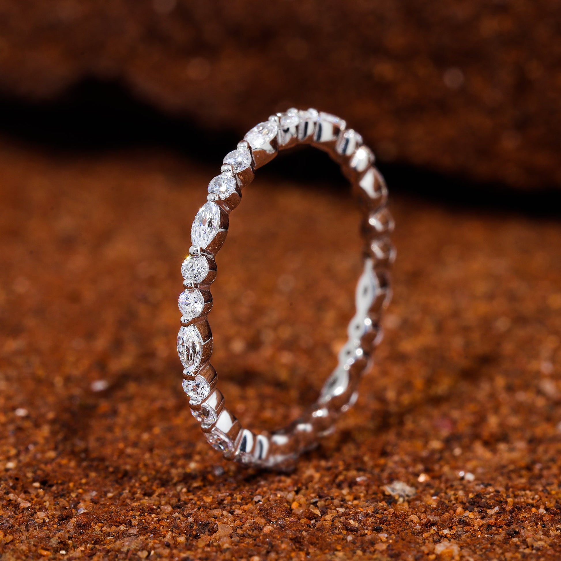 Marquise Round Moissanite Wedding Band