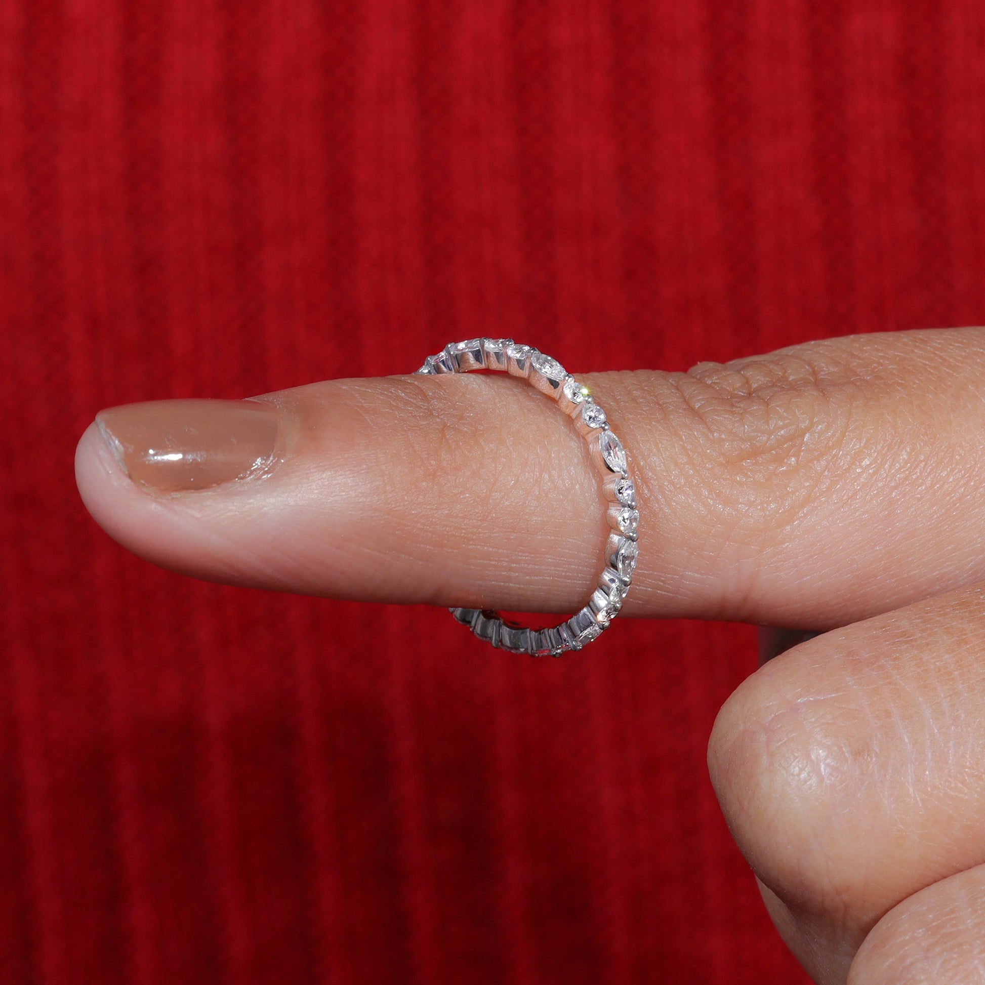 Marquise Round Moissanite Wedding Band