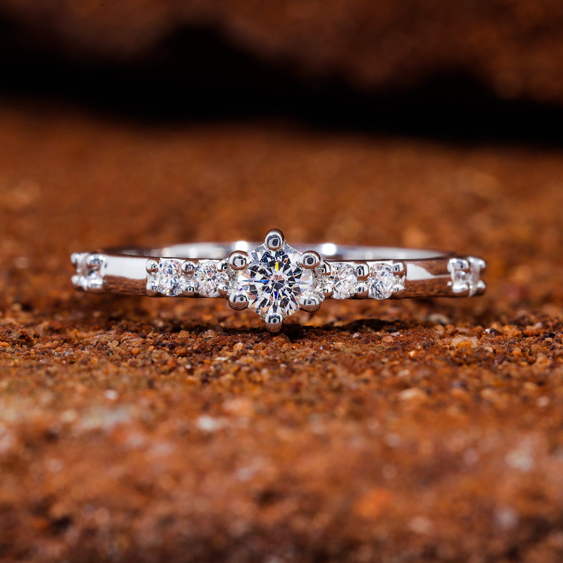 Round Cut Moissanite Minimalist Promise Ring
