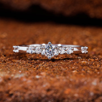 Round Cut Moissanite Minimalist Promise Ring