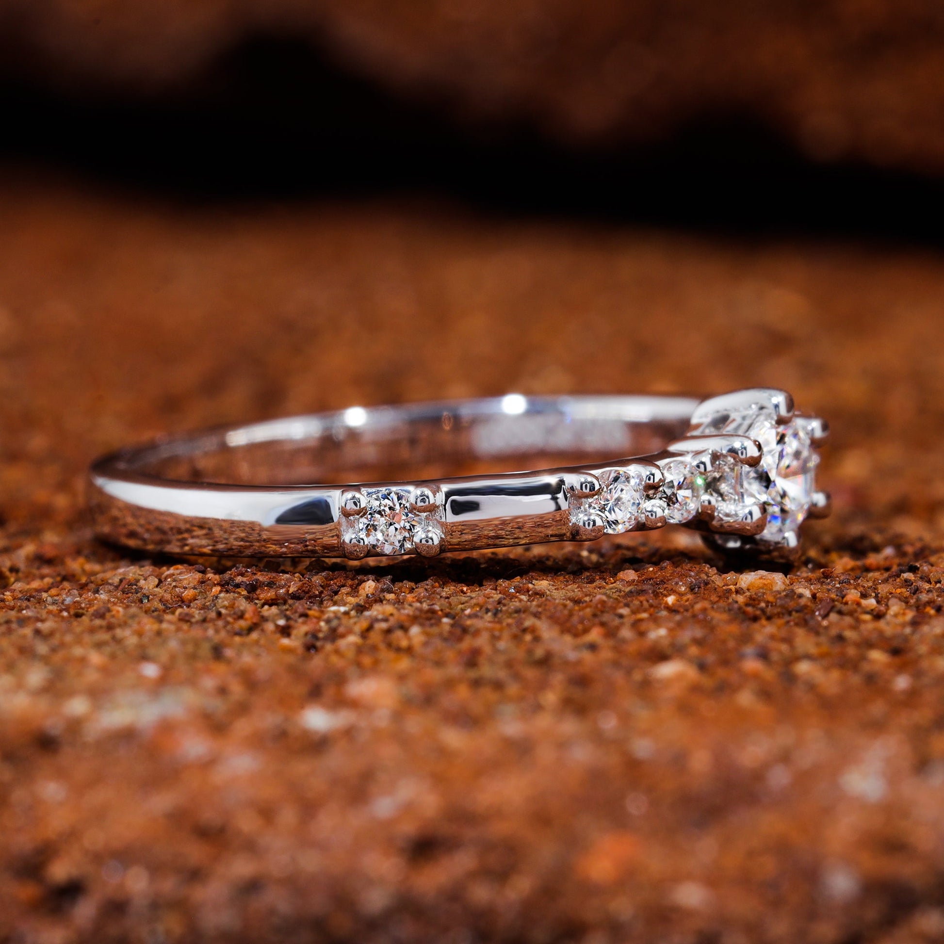 Round Cut Moissanite Minimalist Promise Ring