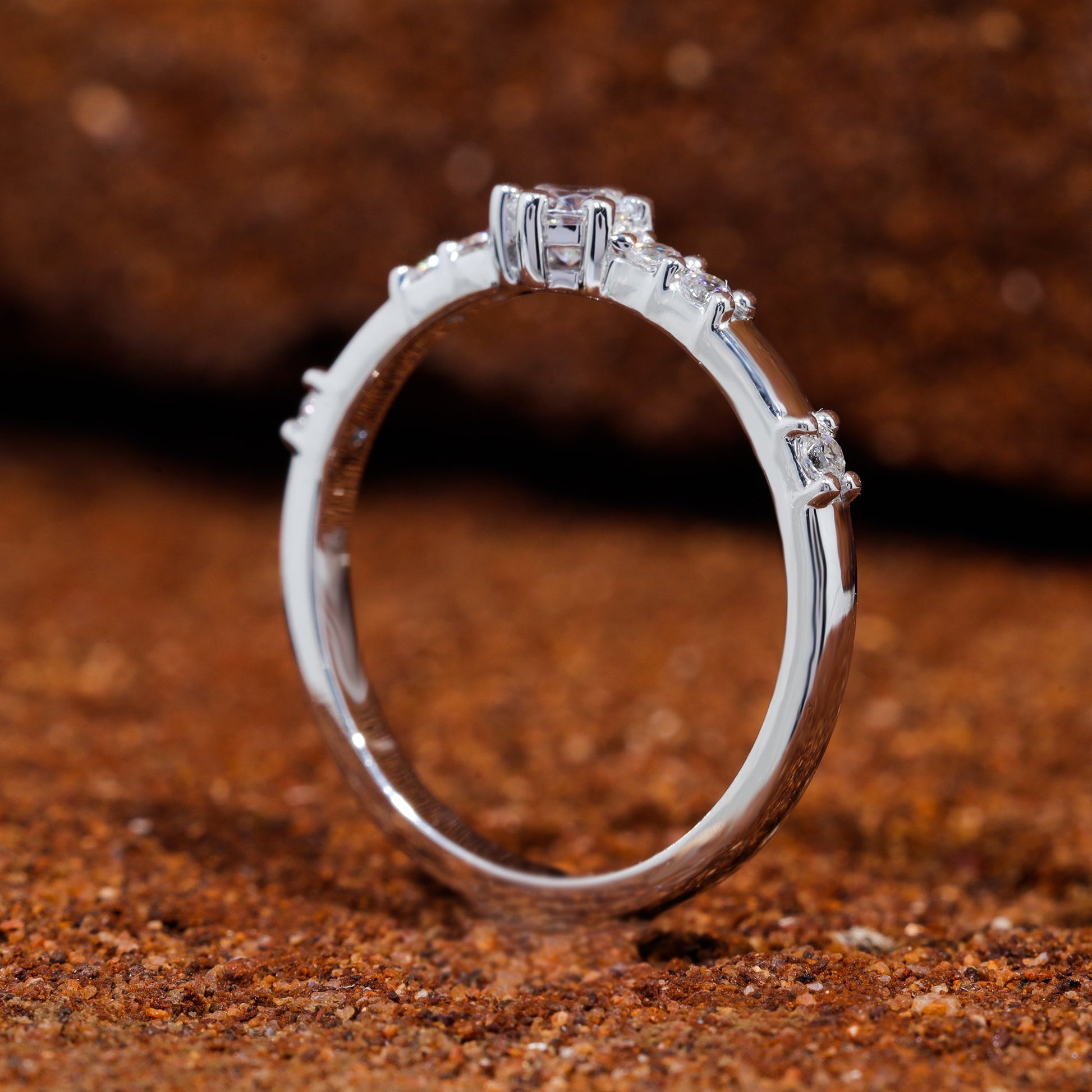 Round Cut Moissanite Minimalist Promise Ring