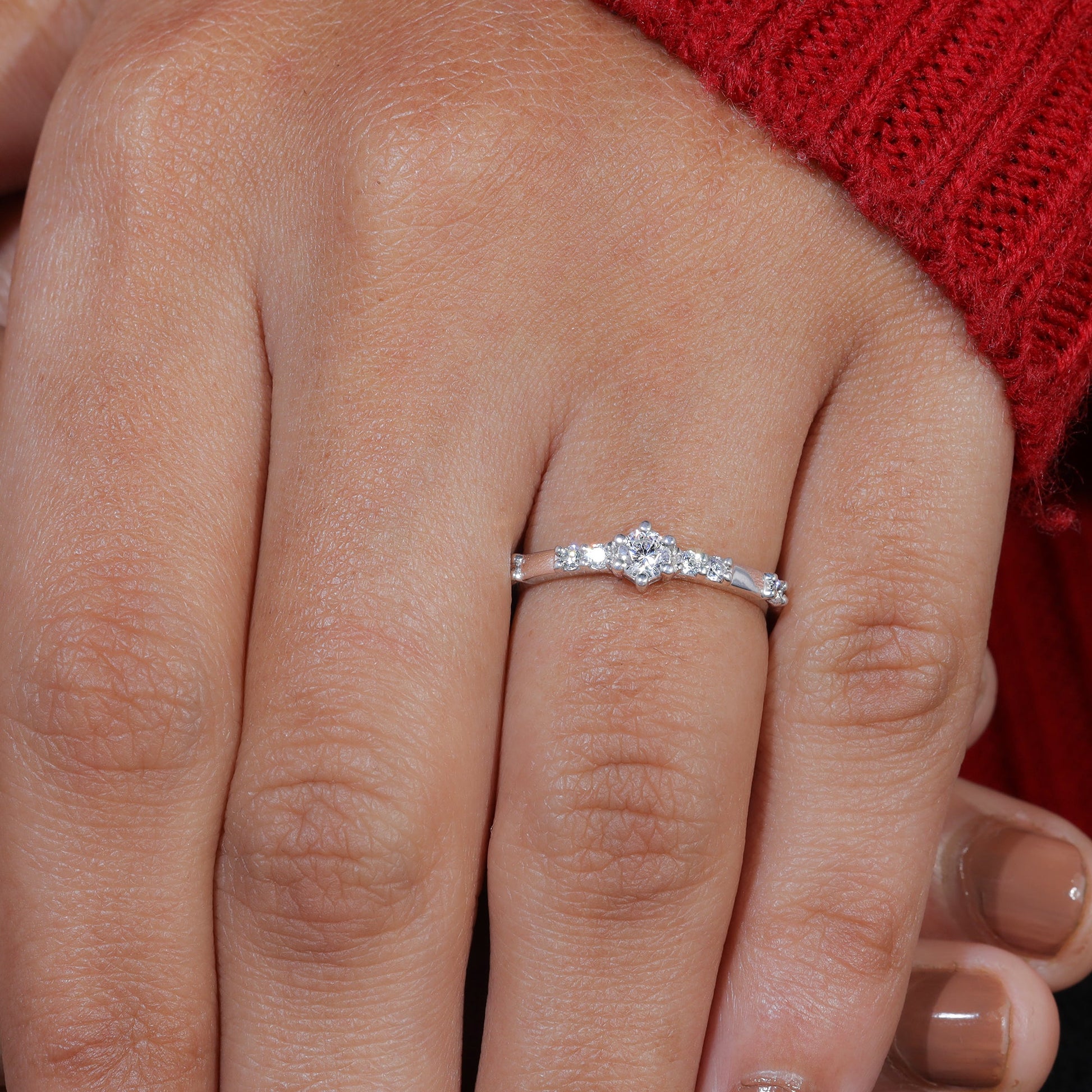 Round Cut Moissanite Minimalist Promise Ring