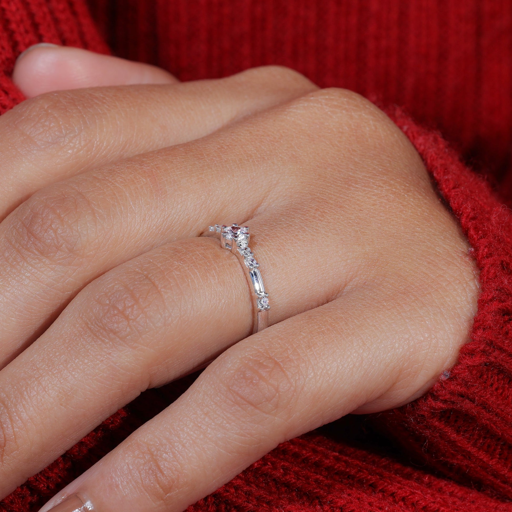Round Cut Moissanite Minimalist Promise Ring