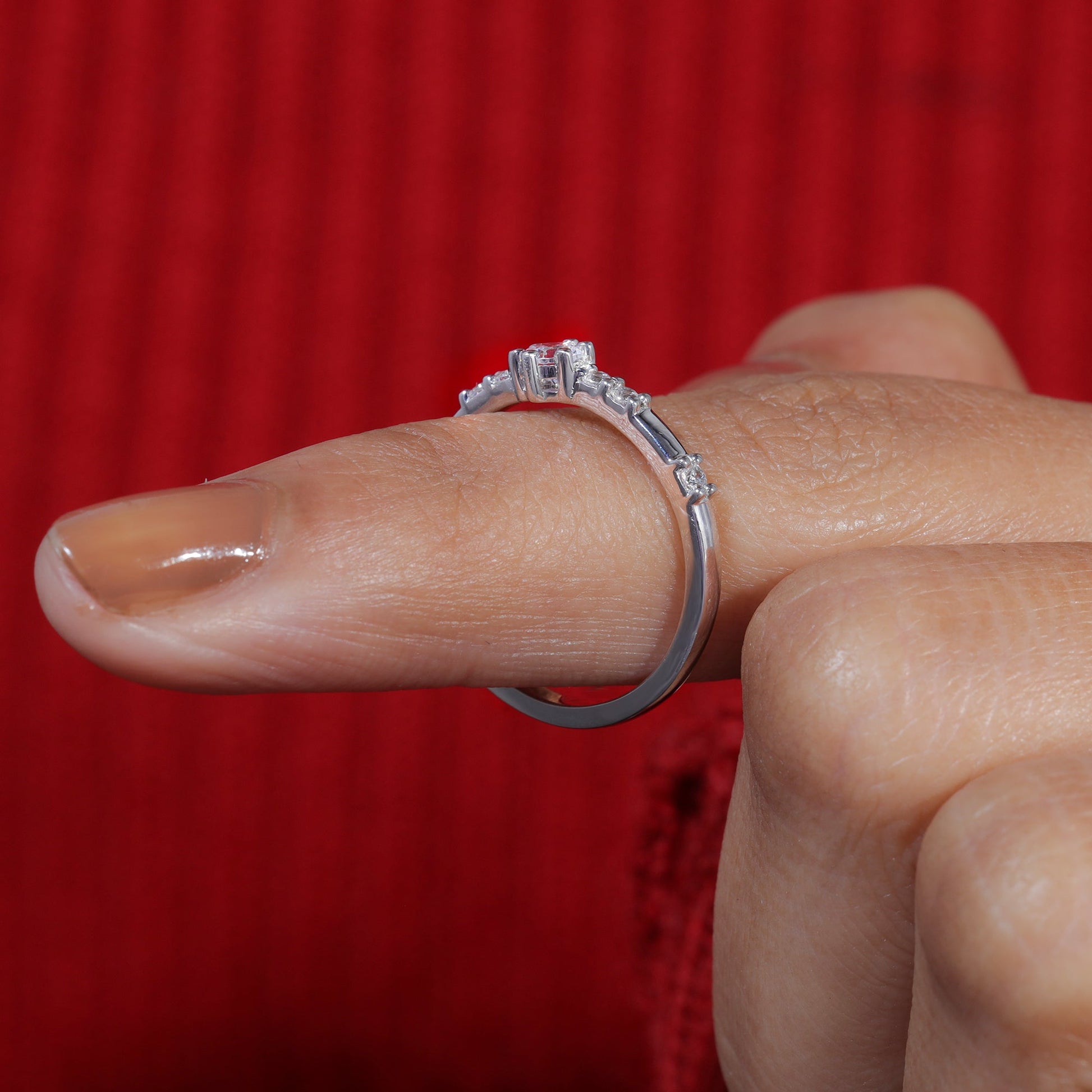 Round Cut Moissanite Minimalist Promise Ring