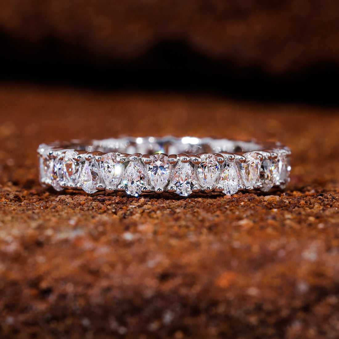 Pear Cut Moissanite Unique Wedding Band