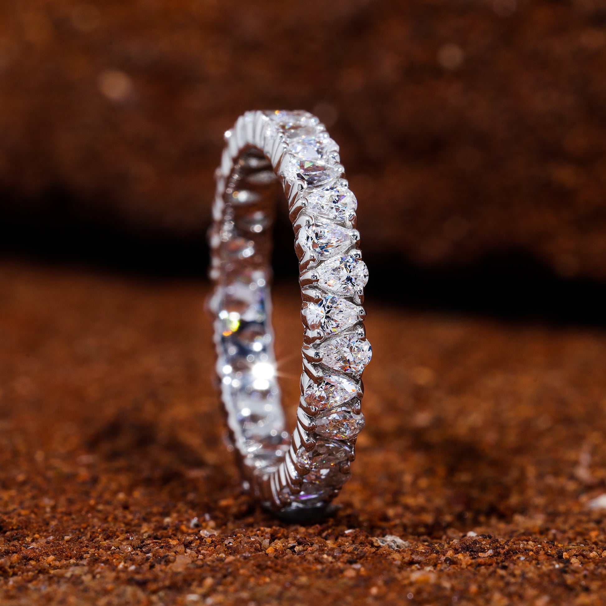 Pear Cut Moissanite Unique Wedding Band
