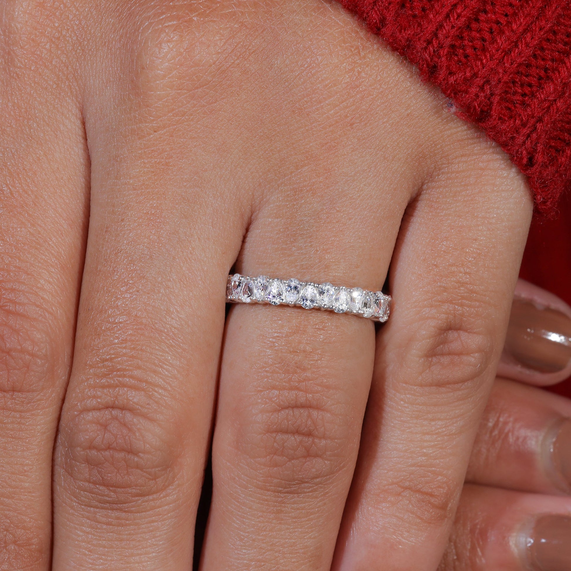 Pear Cut Moissanite Unique Wedding Band
