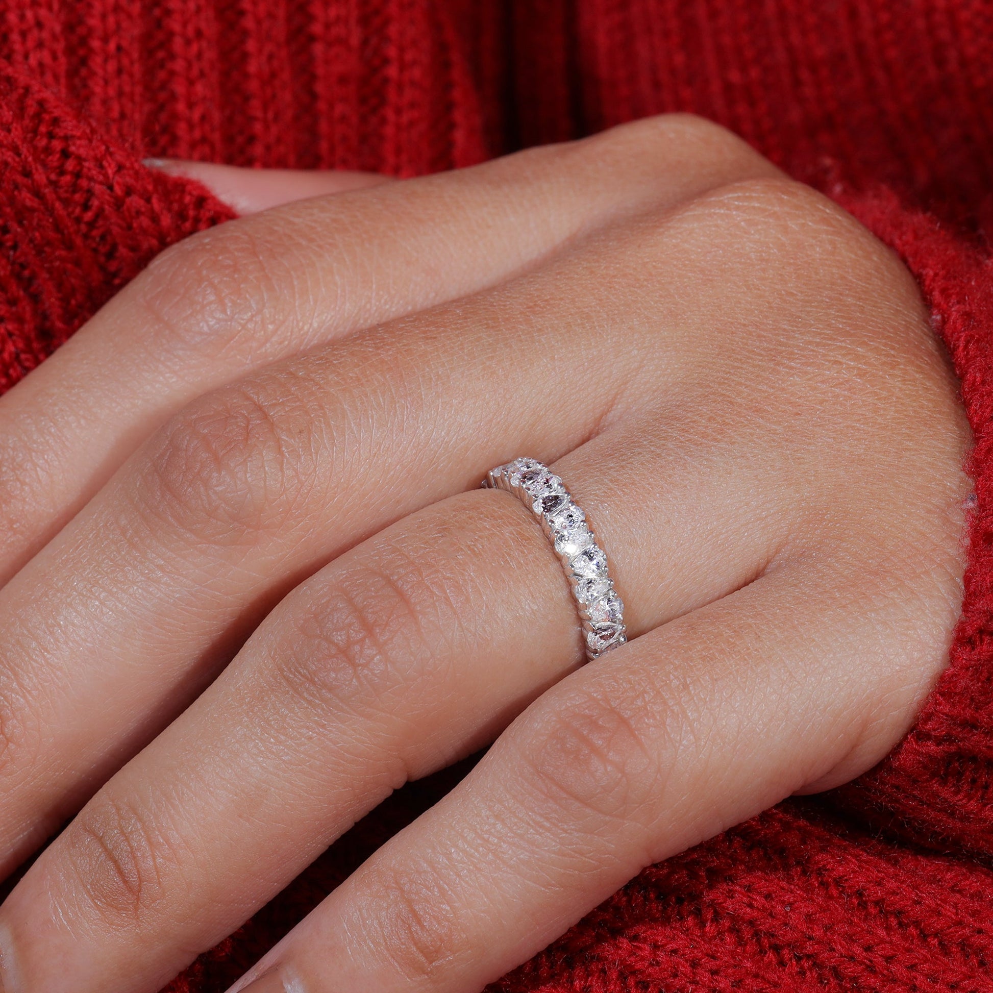 Pear Cut Moissanite Unique Wedding Band
