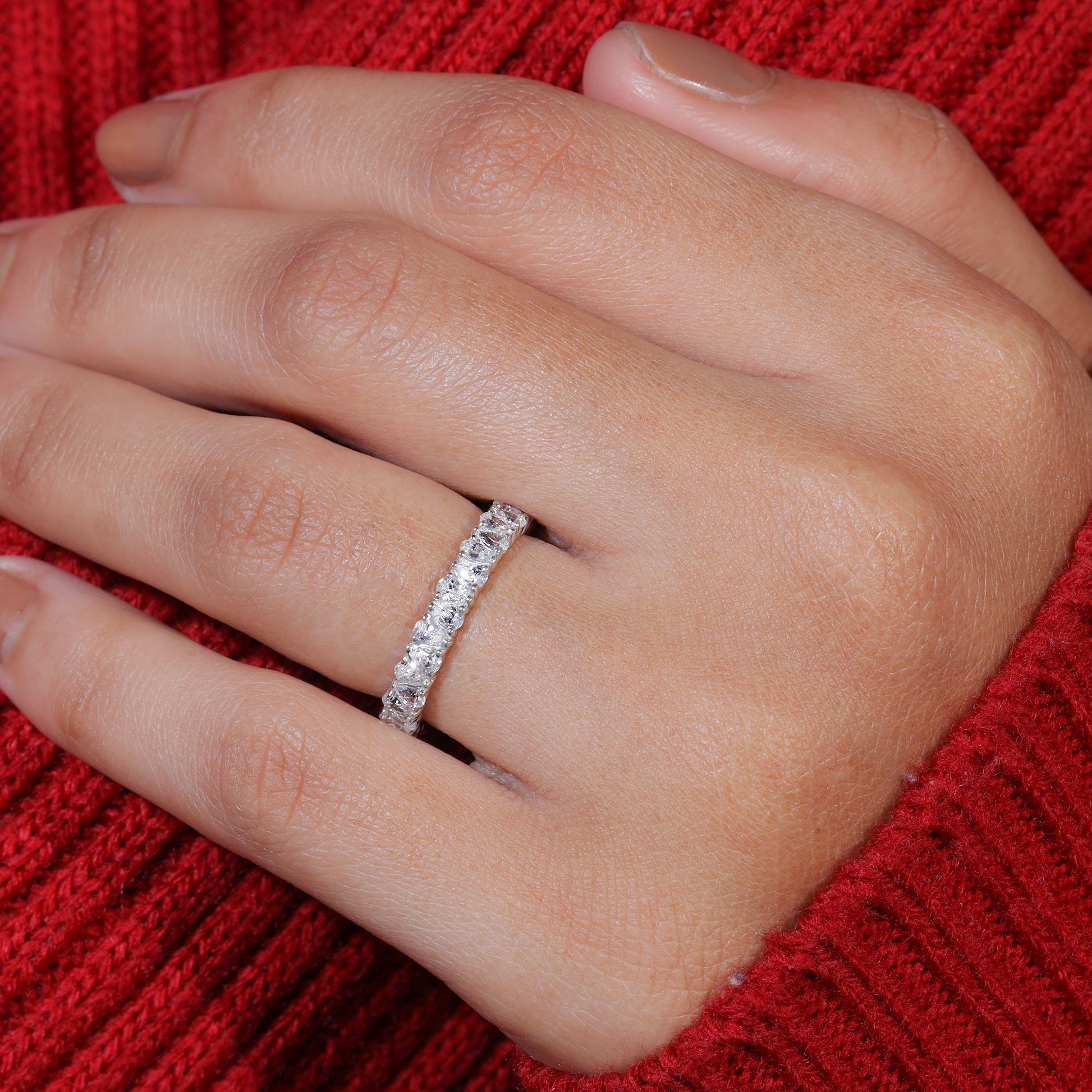Pear Cut Moissanite Unique Wedding Band