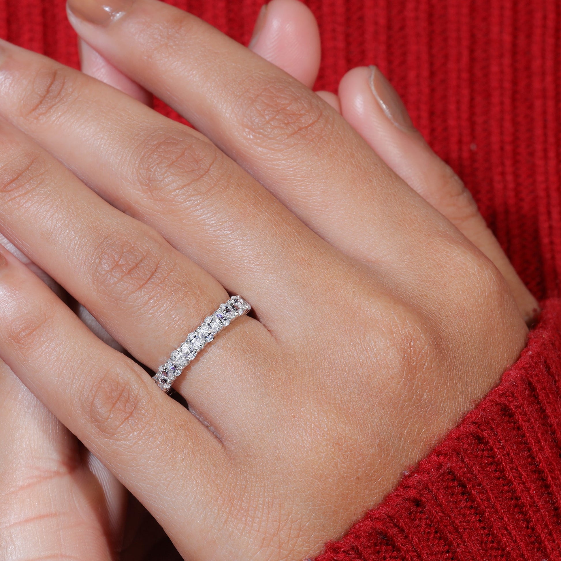 Pear Cut Moissanite Unique Wedding Band