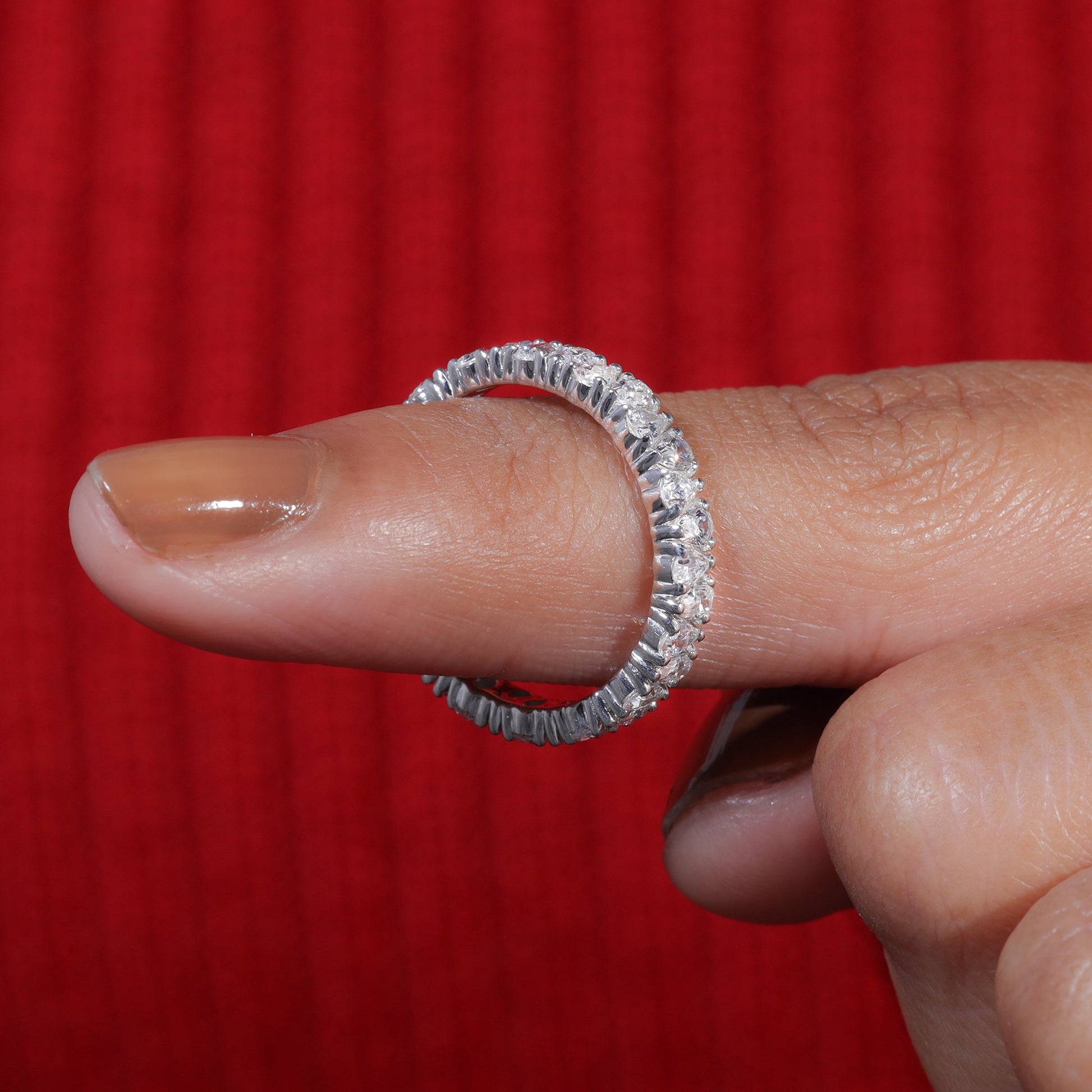 Pear Cut Moissanite Unique Wedding Band