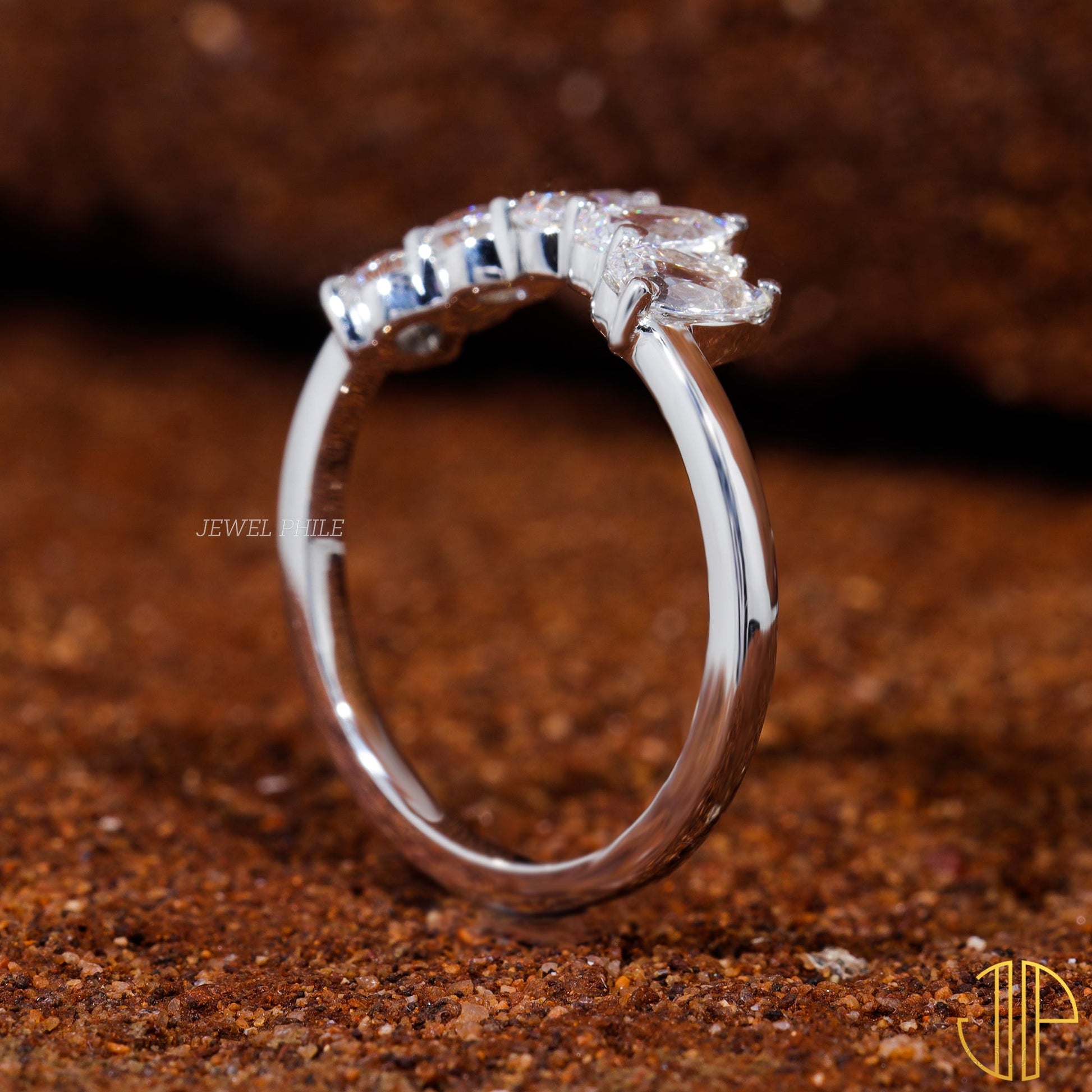 Pear Moissanite Set Unique Stackable Wedding Band