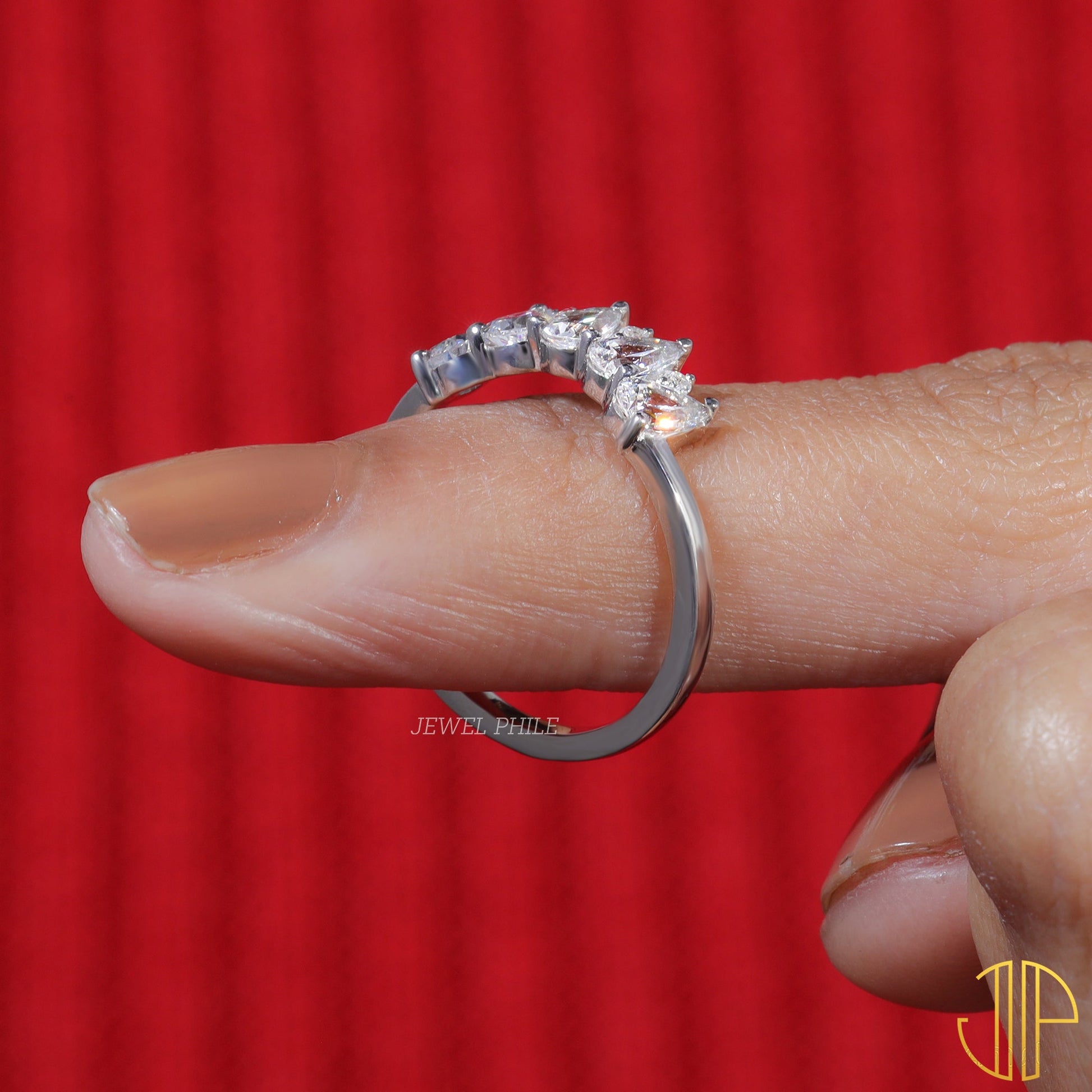 Pear Moissanite Set Unique Stackable Wedding Band