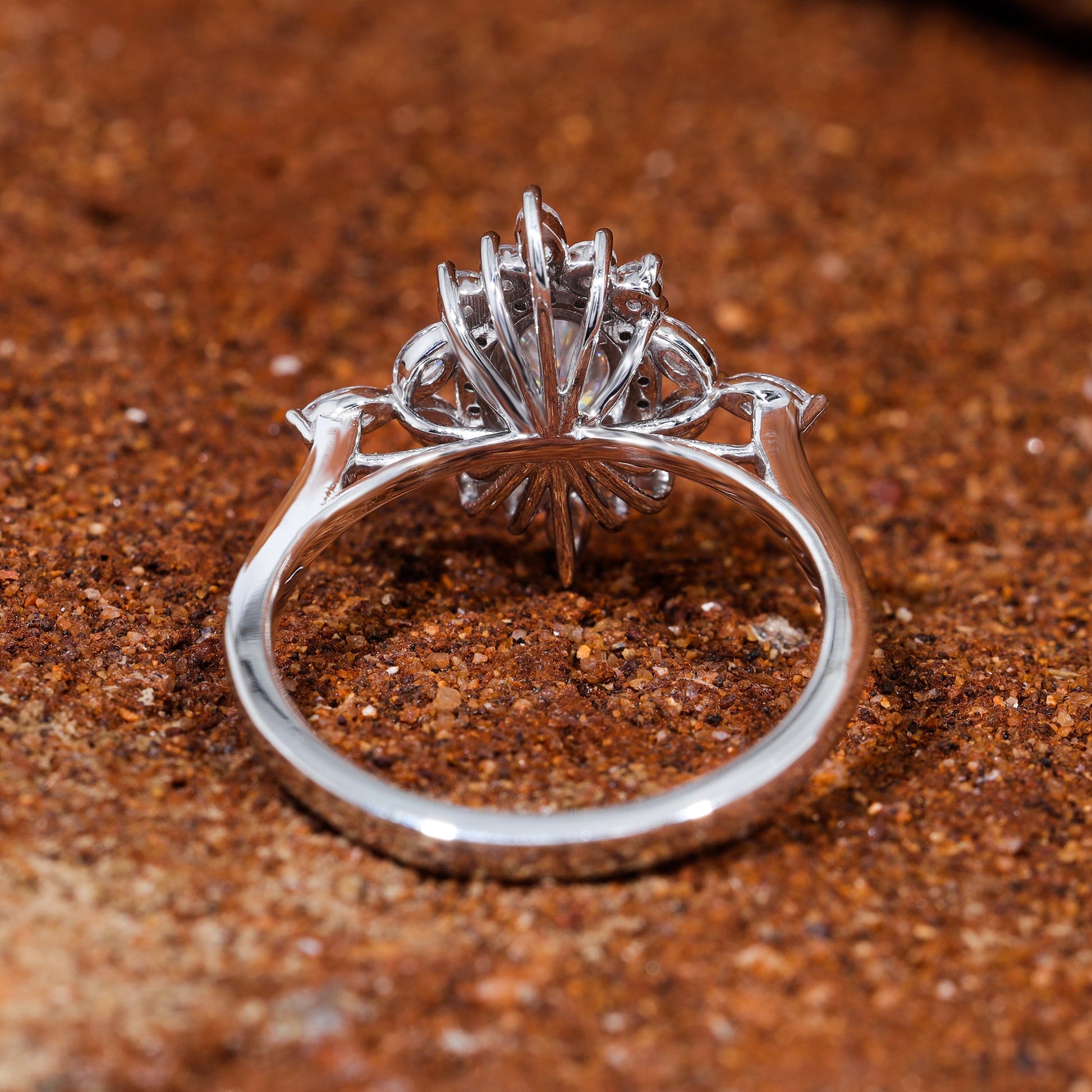Oval Cut Moissanite Cluster Engagement Ring