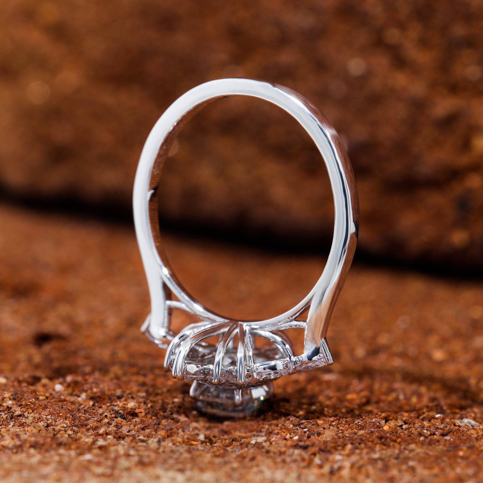 Oval Cut Moissanite Cluster Engagement Ring