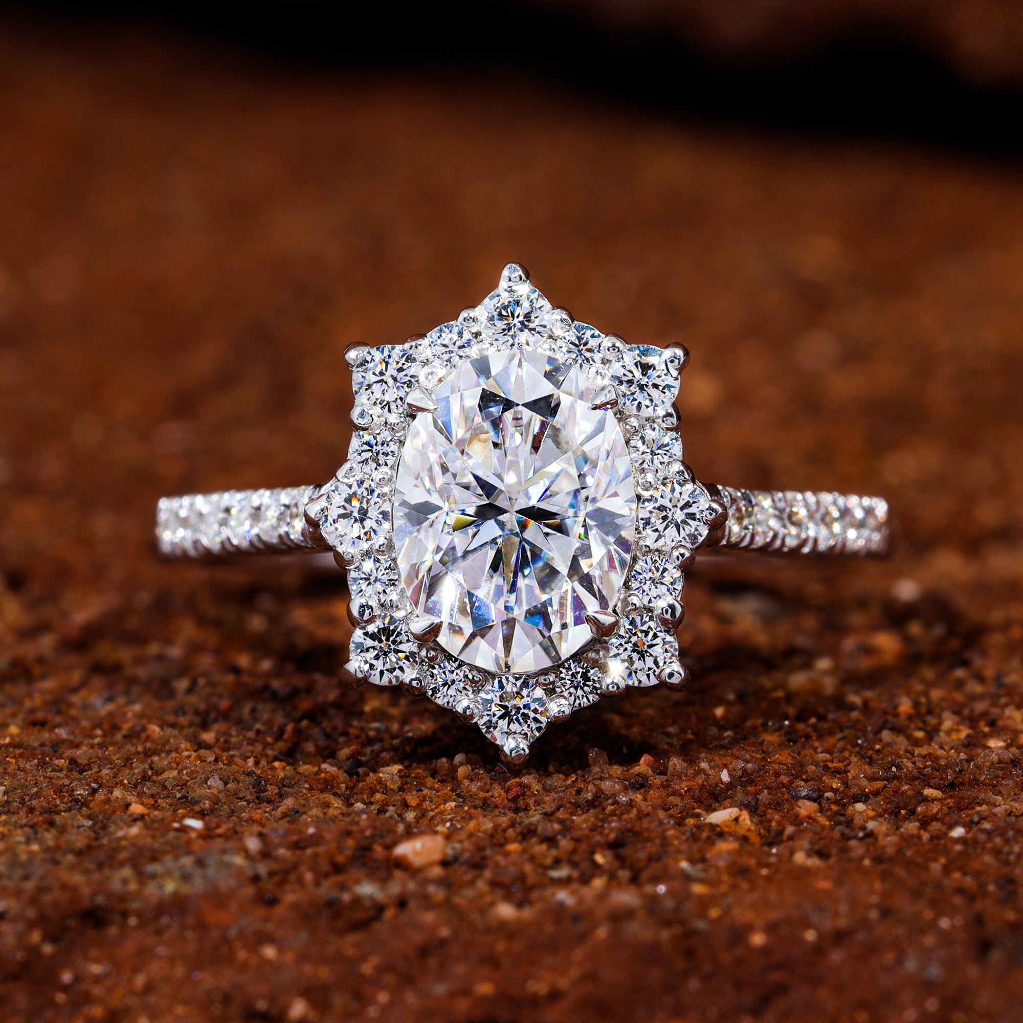 Oval Moissanite Vintage Bridal Engagement Ring