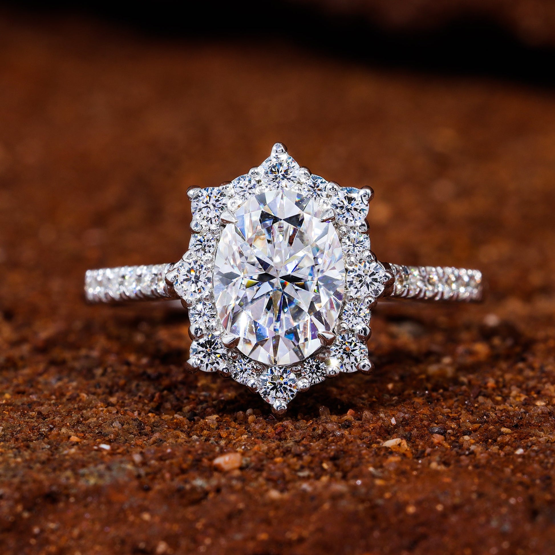 Oval Moissanite Vintage Bridal Engagement Ring